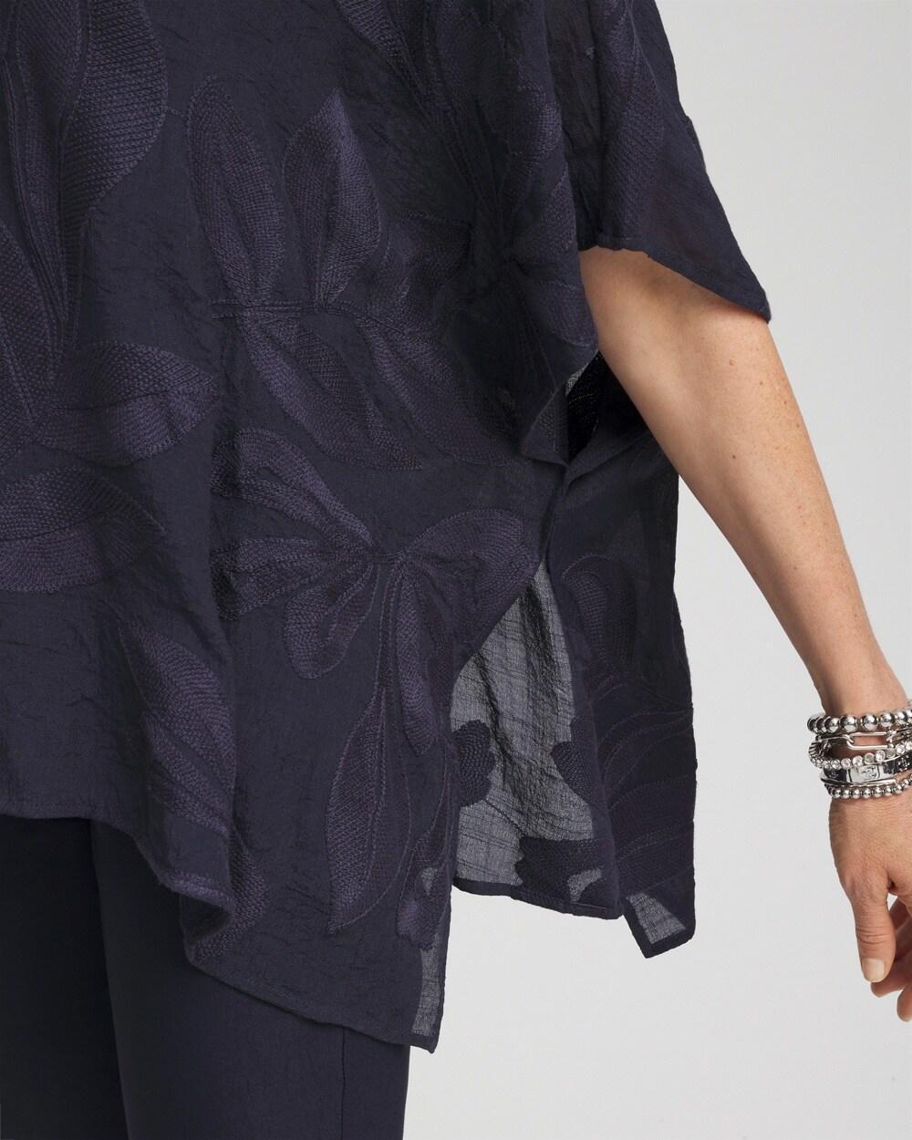 Embroidered Leaves Poncho Product Image