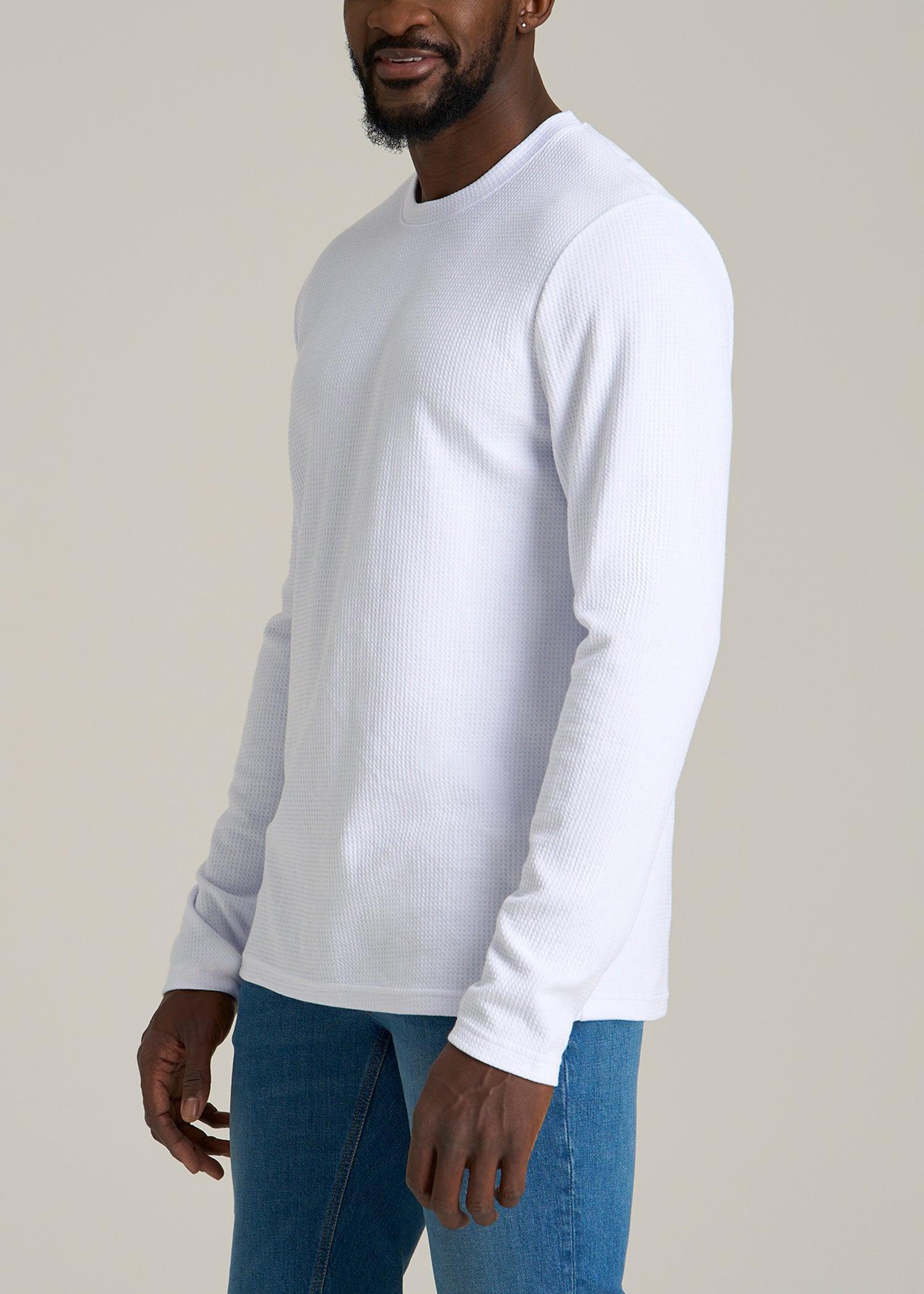 Cloud Knit Waffle Long Sleeve Tee for Tall Men in White Product Image