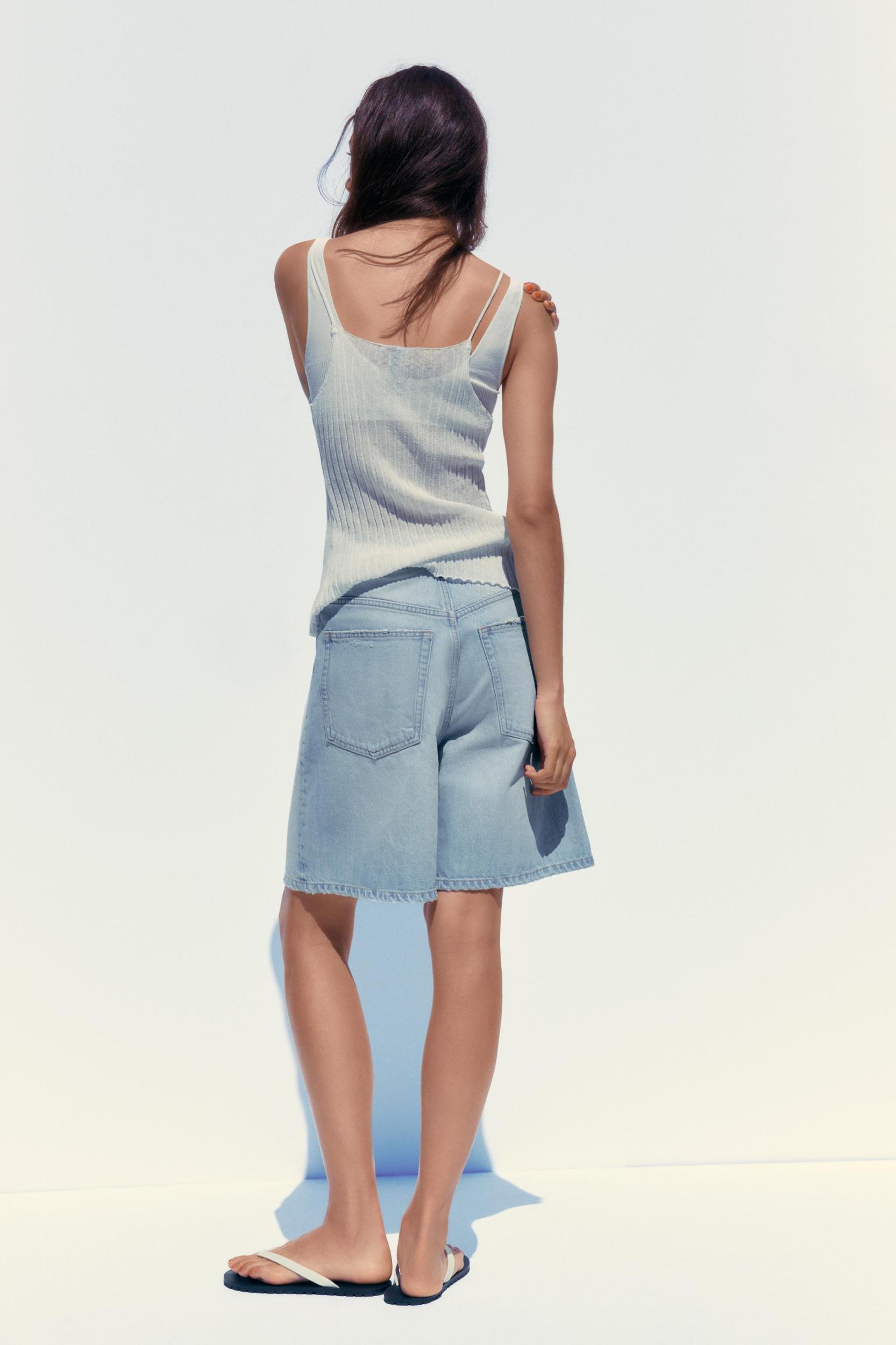 TRF A-LINE MID-RISE DENIM SHORTS Product Image