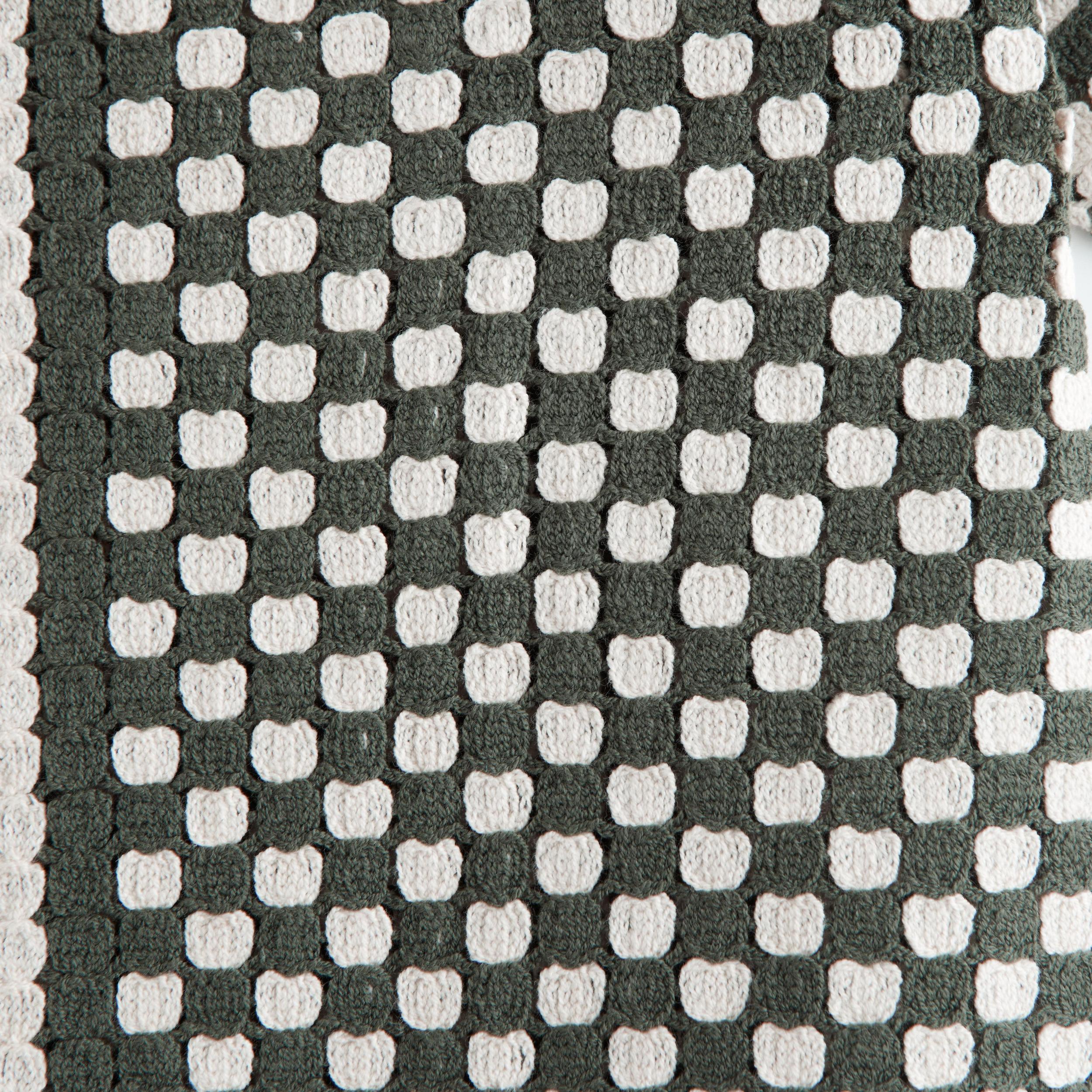 Crochet-Style Border Stripe Button-Through Sweater Polo Product Image