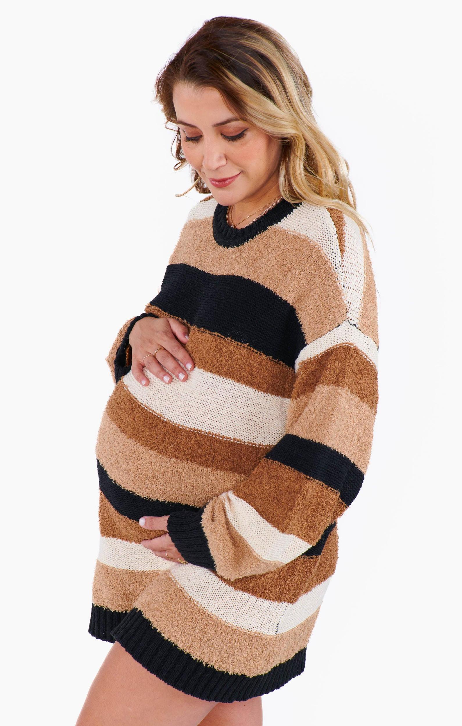 Timothy Tunic Sweater ~ Neutral Multi Stripe Knit Product Image