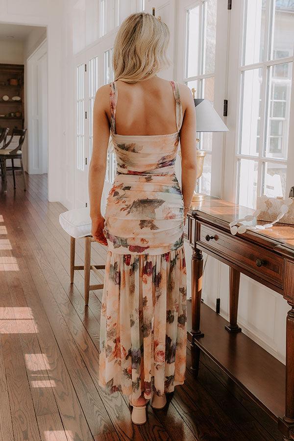 Gala Ready Floral Ruched Maxi Dress Product Image