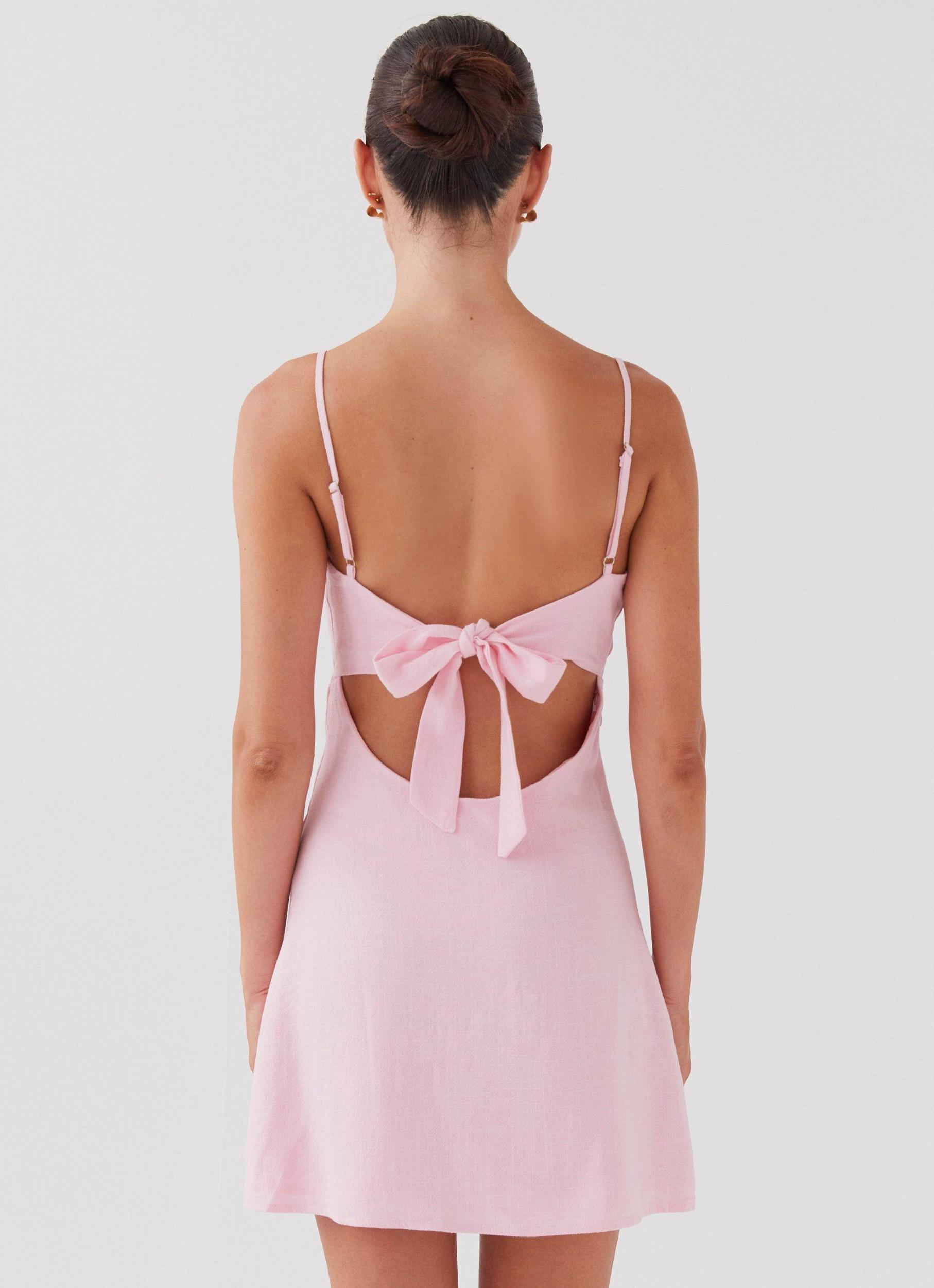 Flora Linen Mini Dress - Candy Product Image