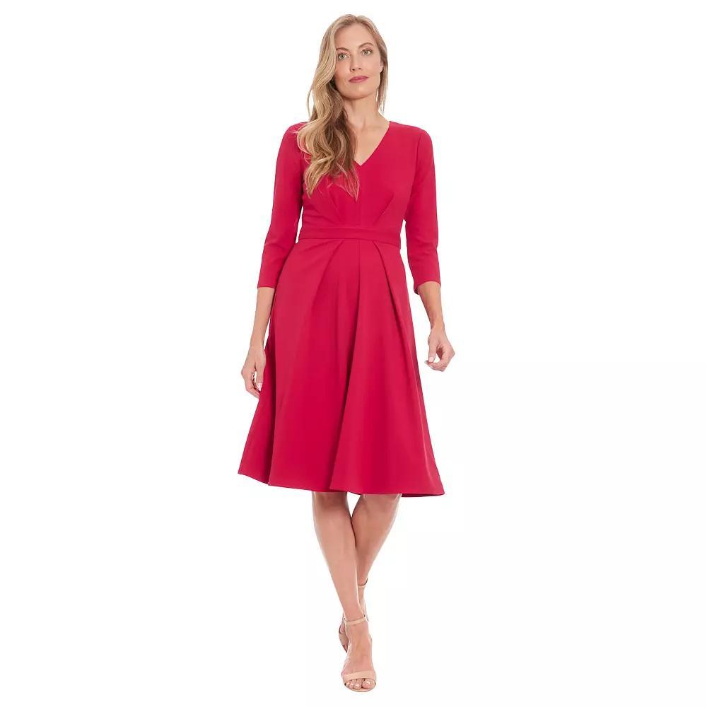Women's London Times V-Neck Tuck Fit & Flare Dress, Size: 6, Blue Product Image