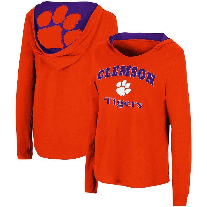 Women's Colosseum Orange Clemson Tigers Catalina Hoodie Long Sleeve T-Shirt, Size: Small Product Image