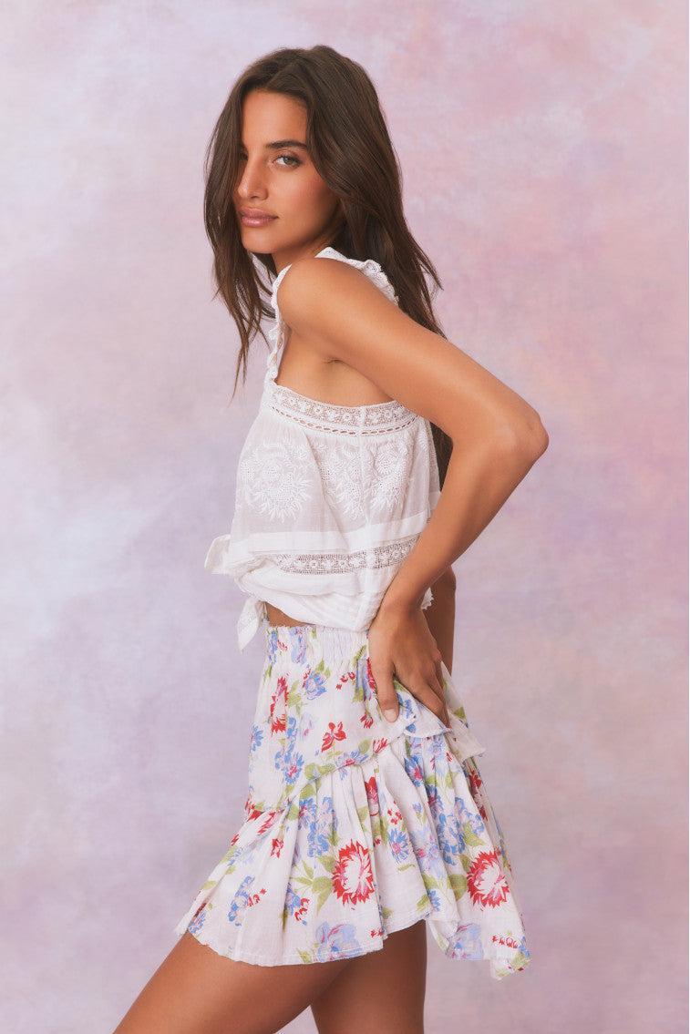 Ruffle Mini Floral Skirt Product Image