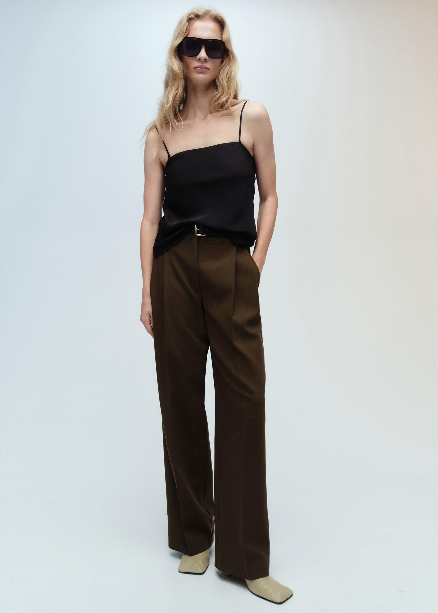 Satin top with thin straps - Women | MANGO USA Product Image