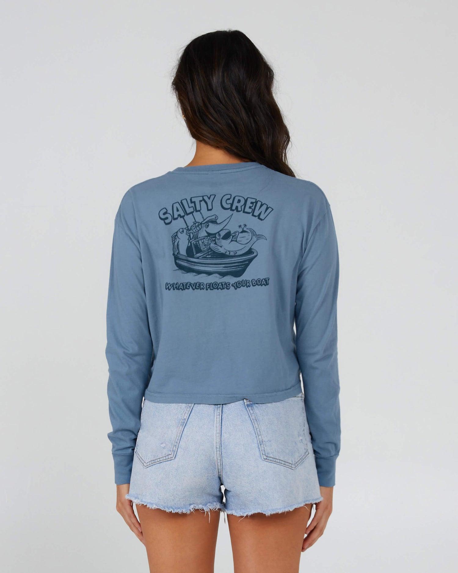 Floats Your Boat L/S Crop Tee - Bluestone Product Image