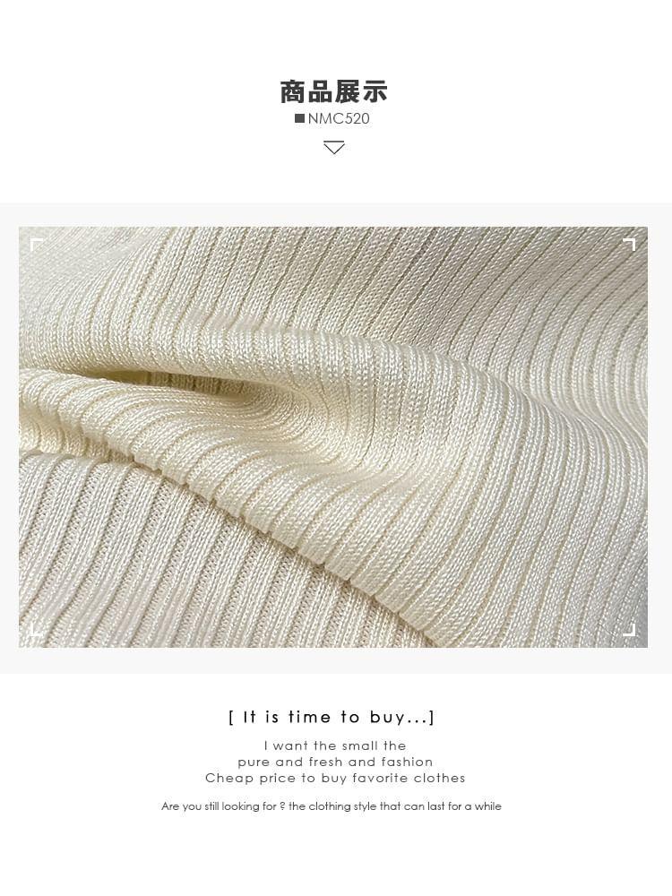 Details Long-Sleeve Ribbed-Knit Top Product Image
