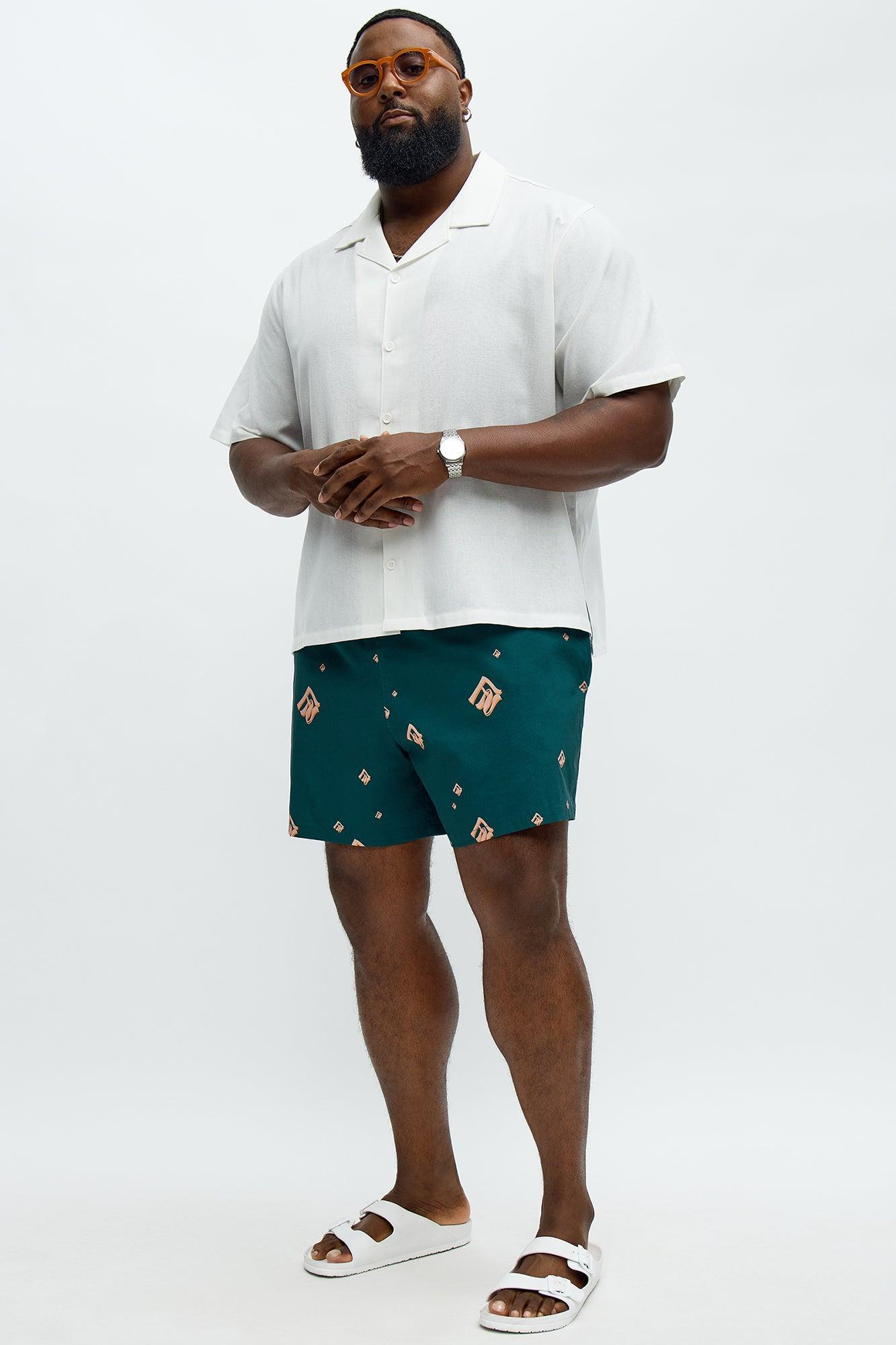Chateau Luxe Printed Swim Mid Trunk - Teal/combo Product Image