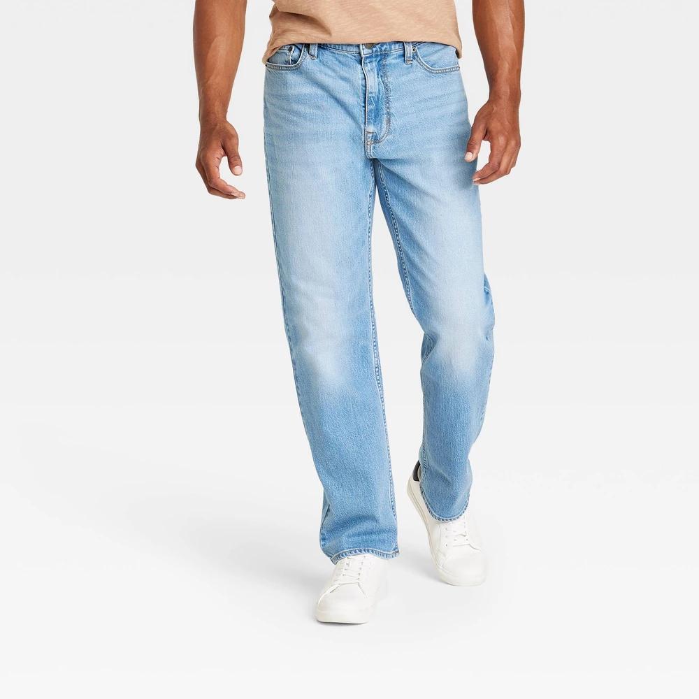 Men's Relaxed Fit Jeans - Goodfellow & Co™ Light Wash 40x32: Midweight , Stretch Fabric, Mid Rise Product Image