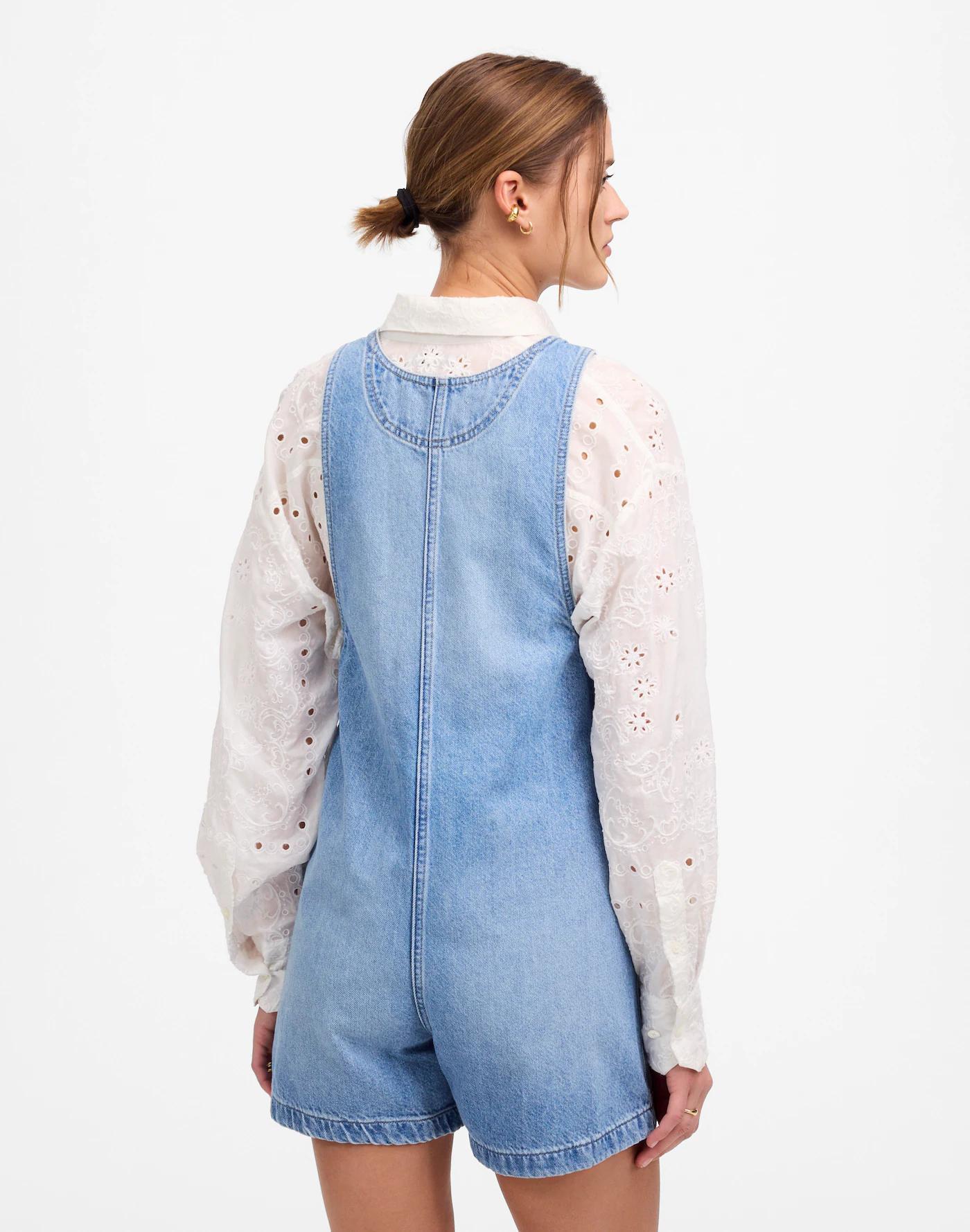 Scoopneck Denim Shortalls in Allenwood Wash Product Image