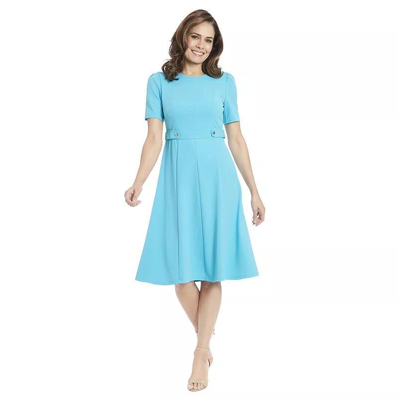 Womens London Times Solid Side Tab Fit & Flare Dress Product Image