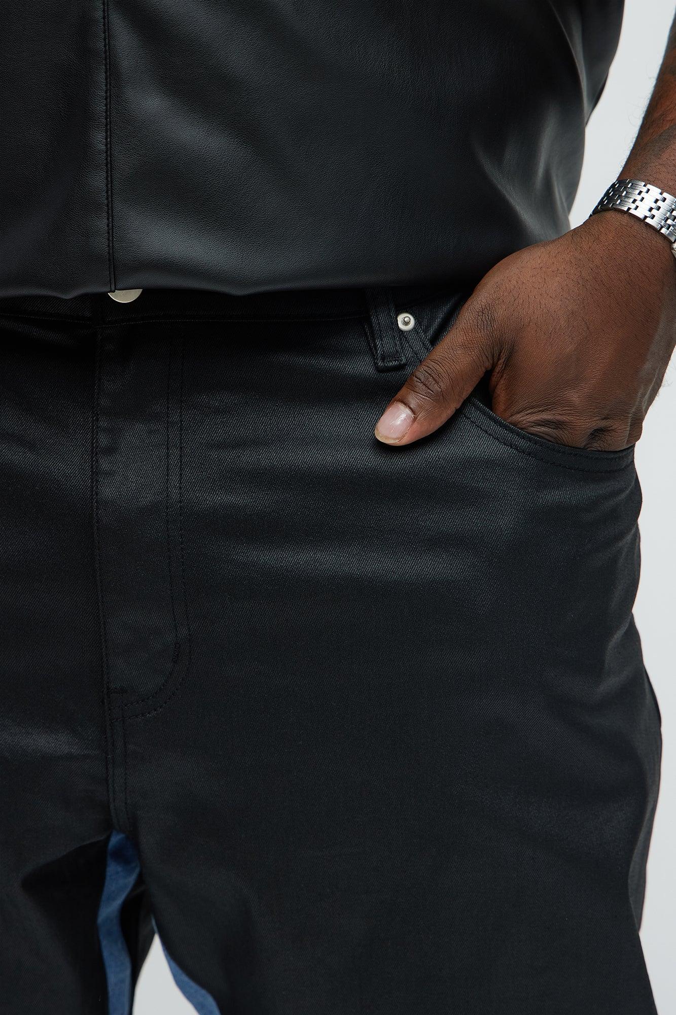 Wesley Wax Coated Straight Jeans - Black/combo Product Image