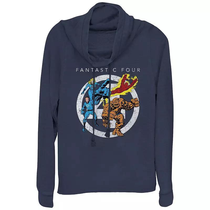 Plus Size Marvel Fantastic Four Classic Poster Cowlneck Graphic Lightweight Long Sleeve, Women's, Size: 2XL, Blue Product Image