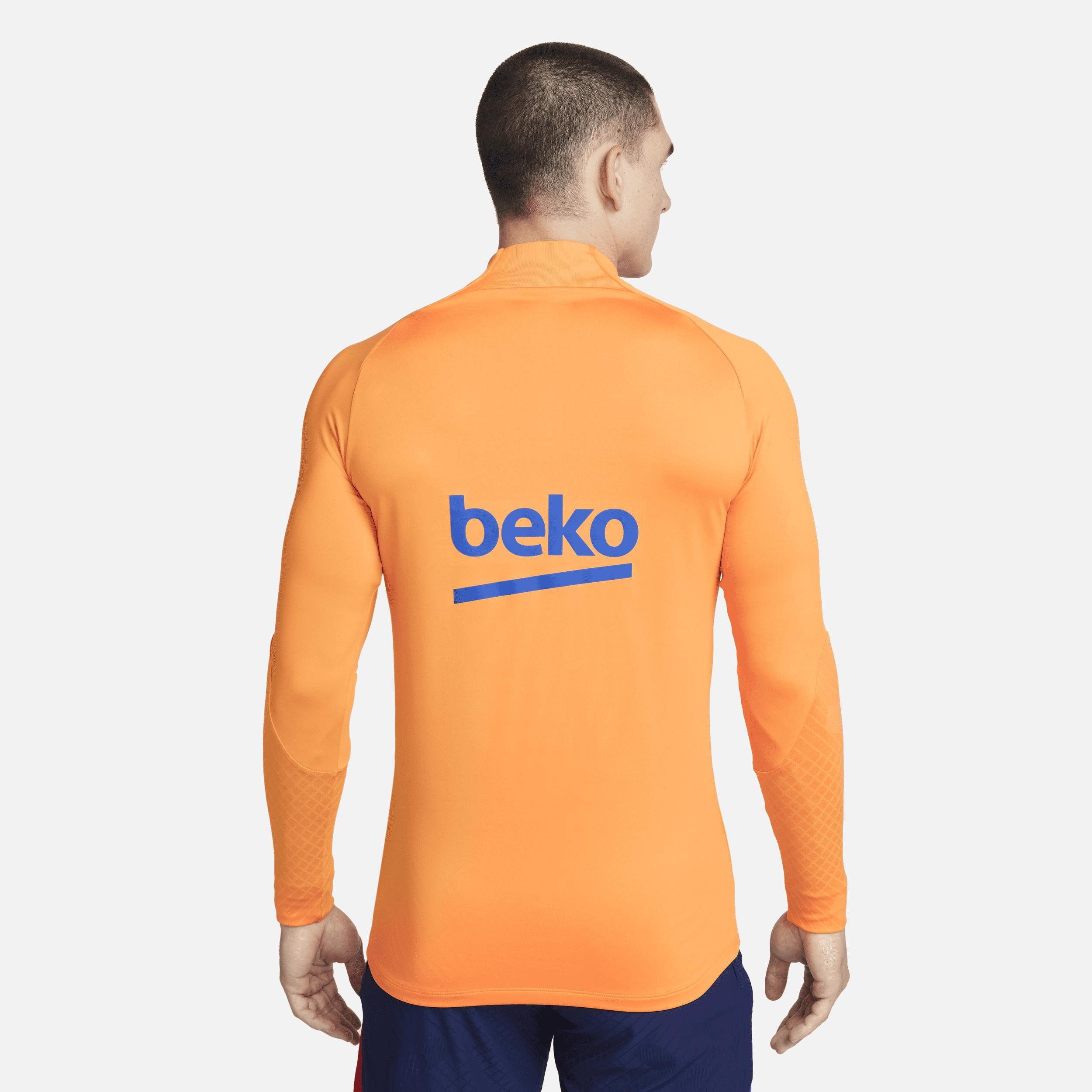 Men's Nike Orange Barcelona 2021/22 Strike Drill Raglan Quarter-Zip Long Sleeve Top, Size: Medium, Bar Orange Product Image