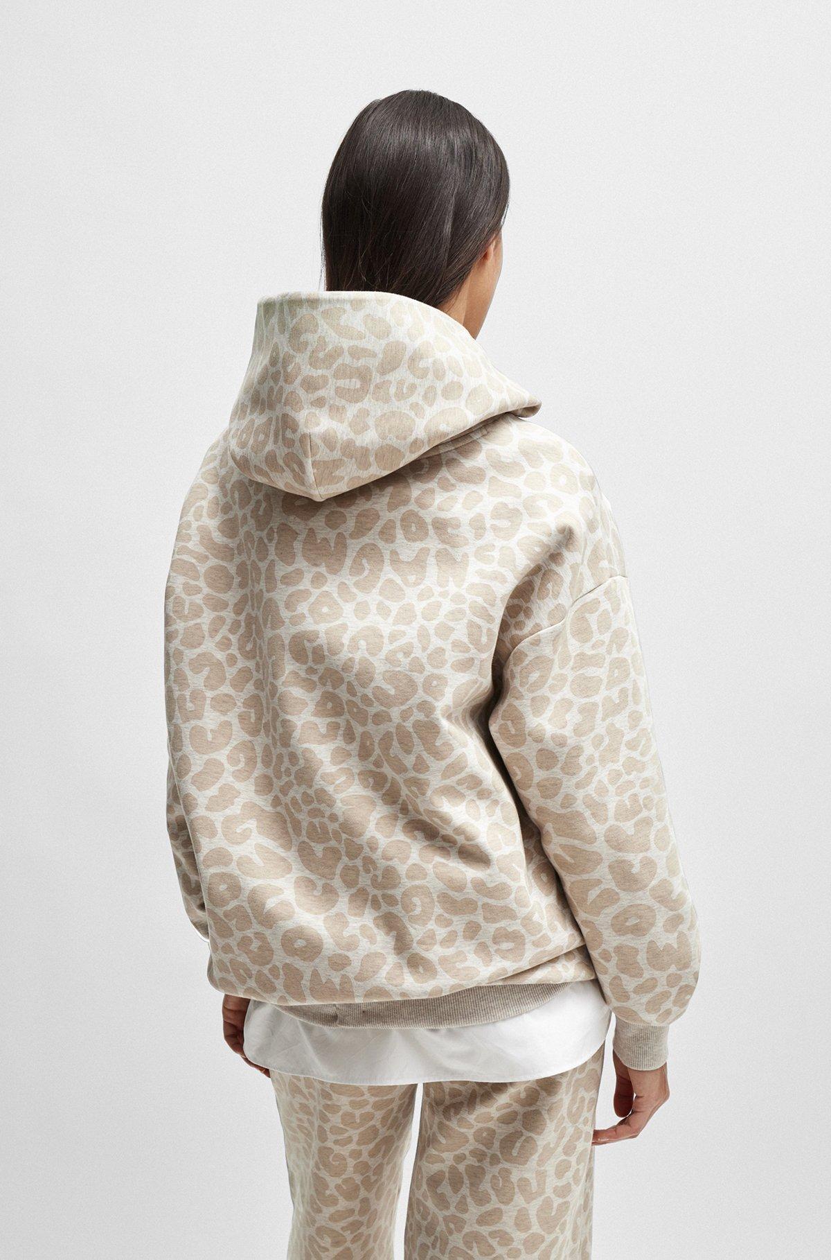 NAOMI x BOSS longline hoodie with leopard pattern Product Image
