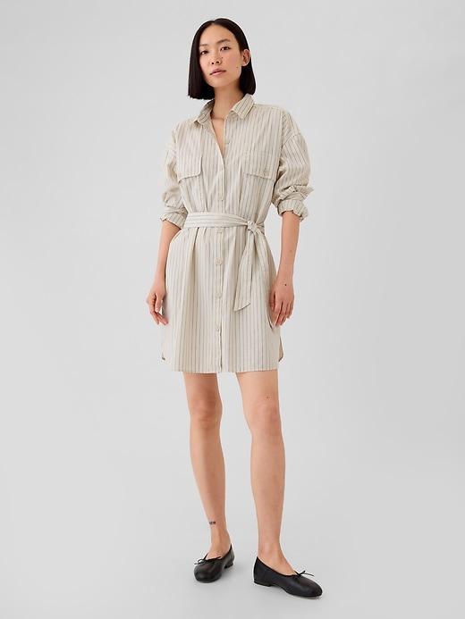 Organic Cotton Striped Mini Shirtdress Product Image
