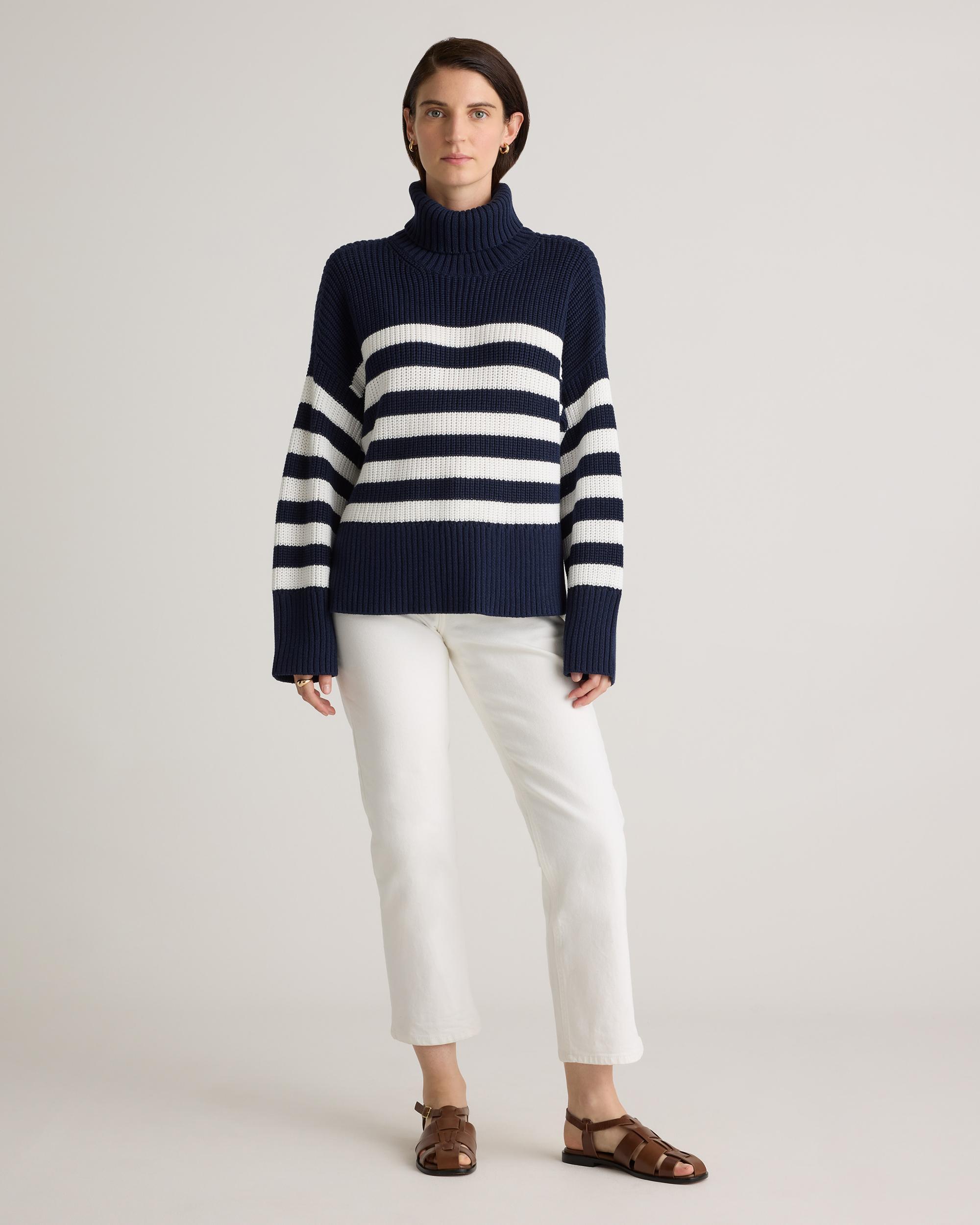Quince | Women's Split Hem Turtleneck Sweater Organic Cotton Product Image