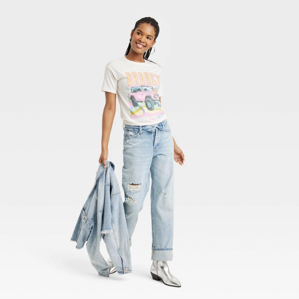 Women's Ford Bronco Short Sleeve Graphic T-Shirt - Off-White M: Relaxed Fit, Crew Neck, Lightweight Jersey, Machine Washable Product Image