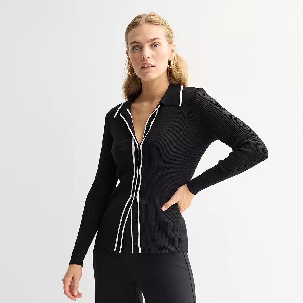 Womens Nine West Contrast Tipping Cardigan Product Image