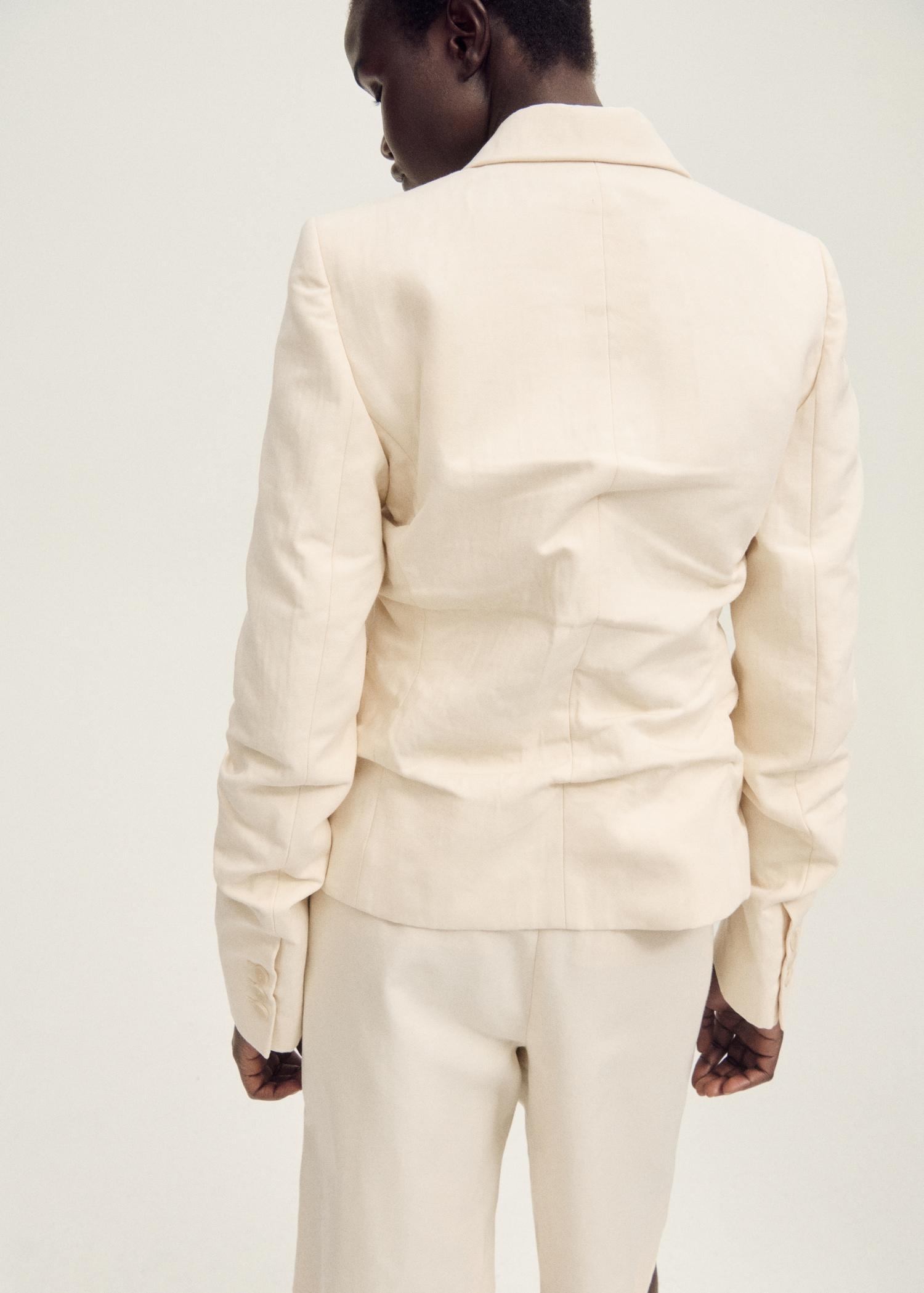 Wrinkled linen-blend suit blazer - Women | MANGO USA Product Image