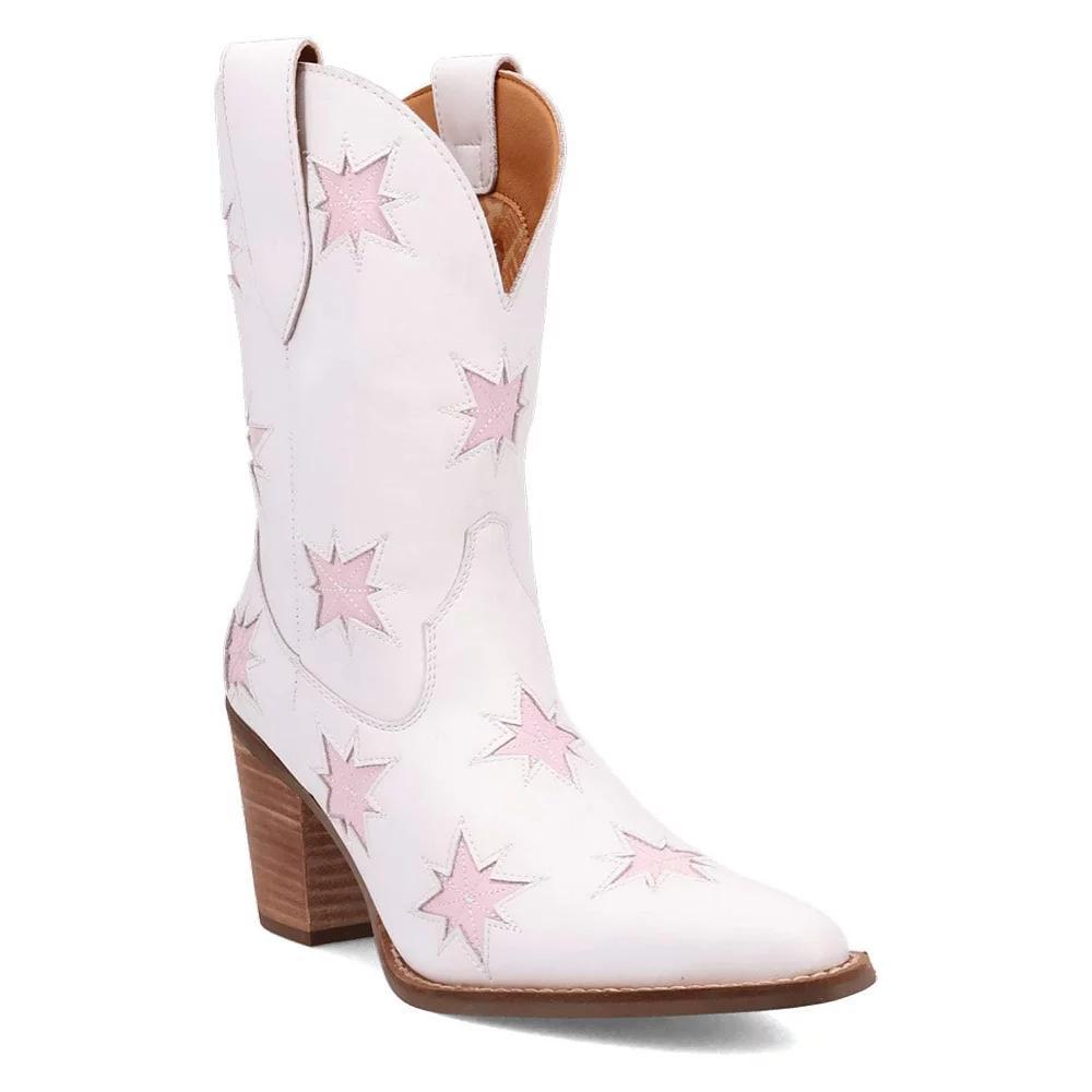 Dingo Starburst Women's Leather Boots, Size: 9.5, White Product Image