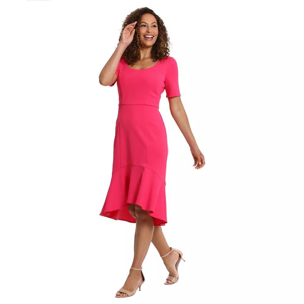 Womens London Times Hi-Low Trumpet Skirt Midi Dress Product Image