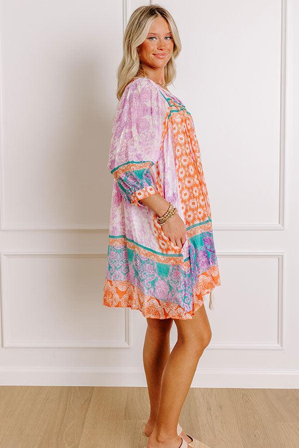 Boho Babe Color Block Floral Mini Dress in Violet Product Image