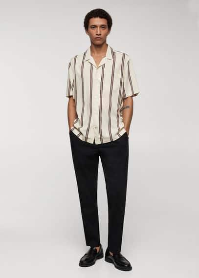 Mango Mens Striped Bowling Fluid Shirt Product Image
