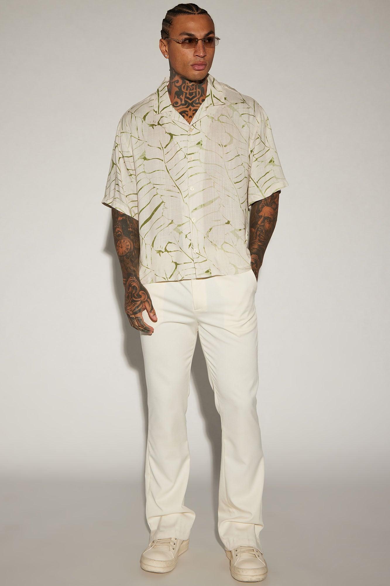 Big Leaf Button Up Shirt - Cream/combo Product Image