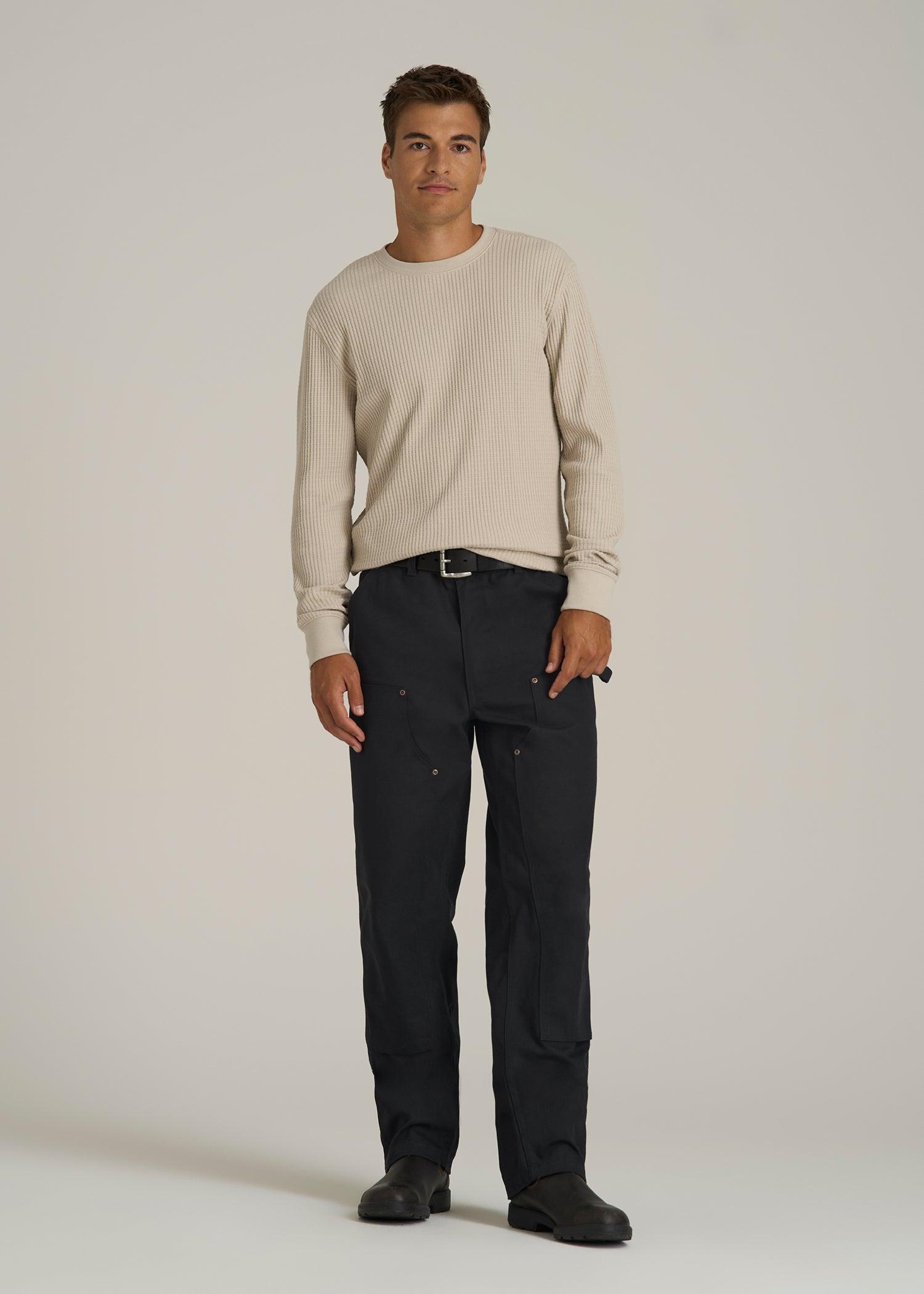 LJ&S Double Front Utility Work Pants for Tall Men in Black Male Product Image