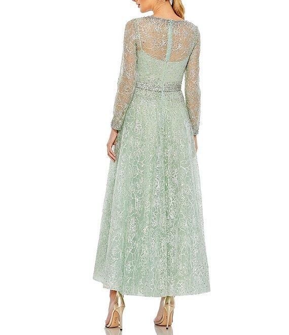 Mac Duggal Beaded Surplice V-Neck Long Sleeve Dress Product Image