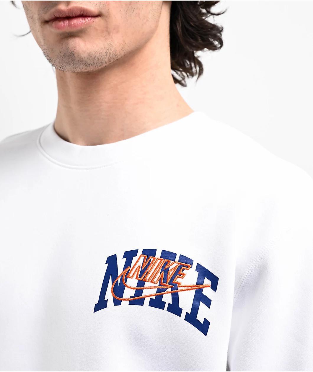 Nike Sportswear Club Arch Logo White Crewneck Sweatshirt Product Image