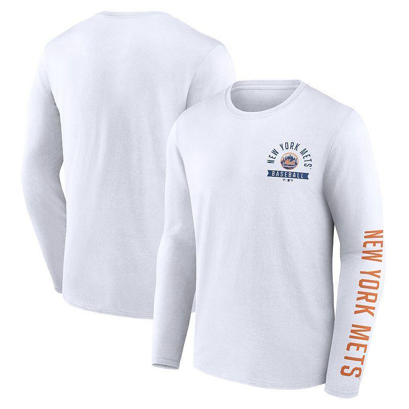 Men's Fanatics Branded White New York Mets Pressbox Long Sleeve T-Shirt, Size: 5XL Product Image