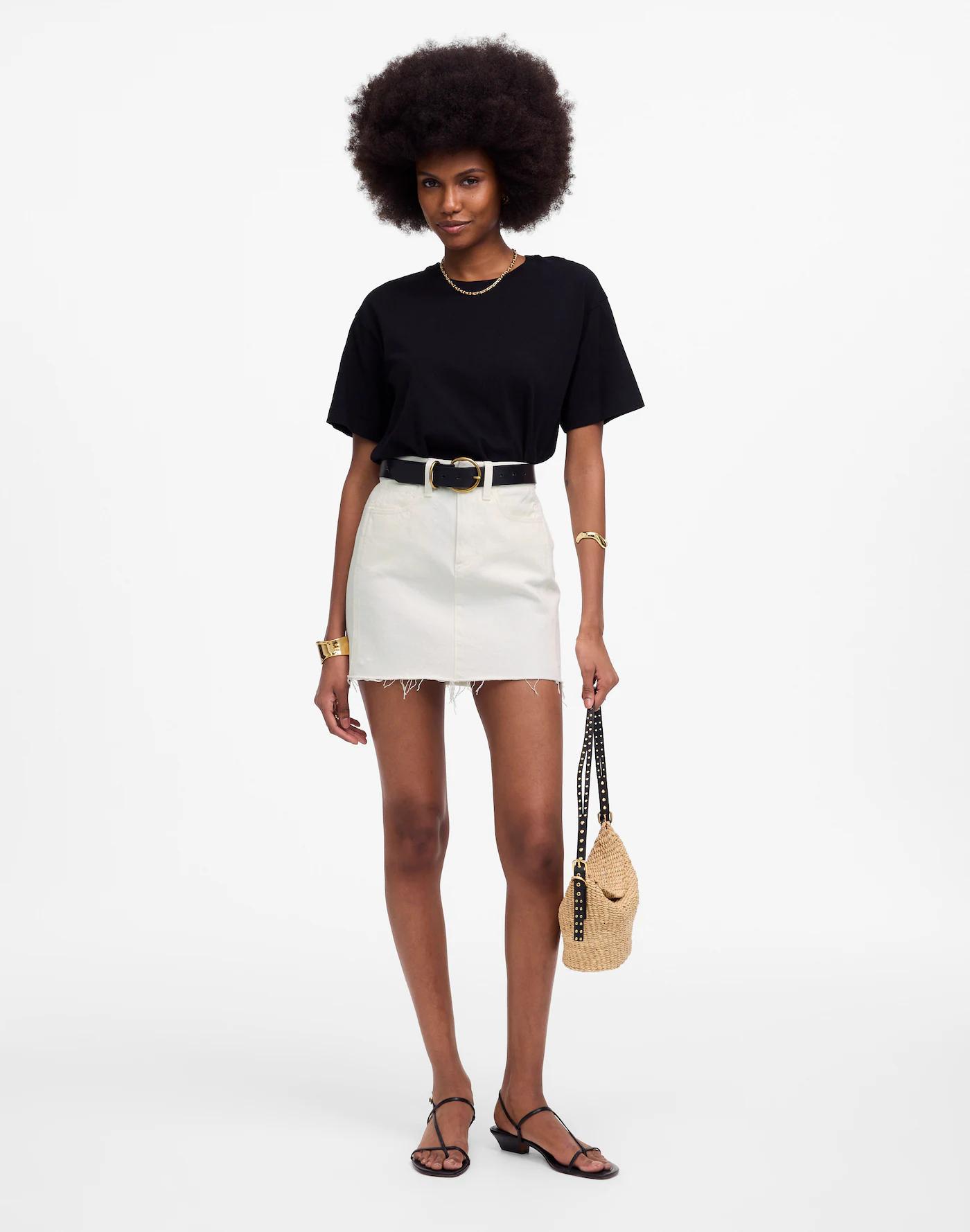 Raw-Hem Mini Skirt in Pure White Product Image