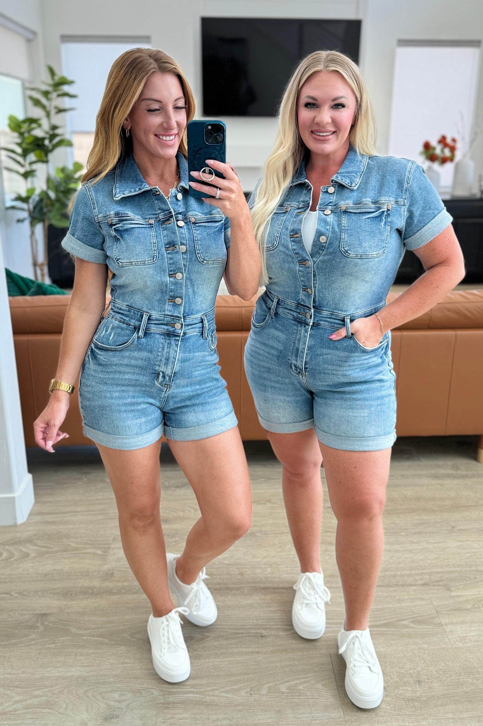 Delia High Rise Short Sleeve Romper (Online Exclusive) Product Image