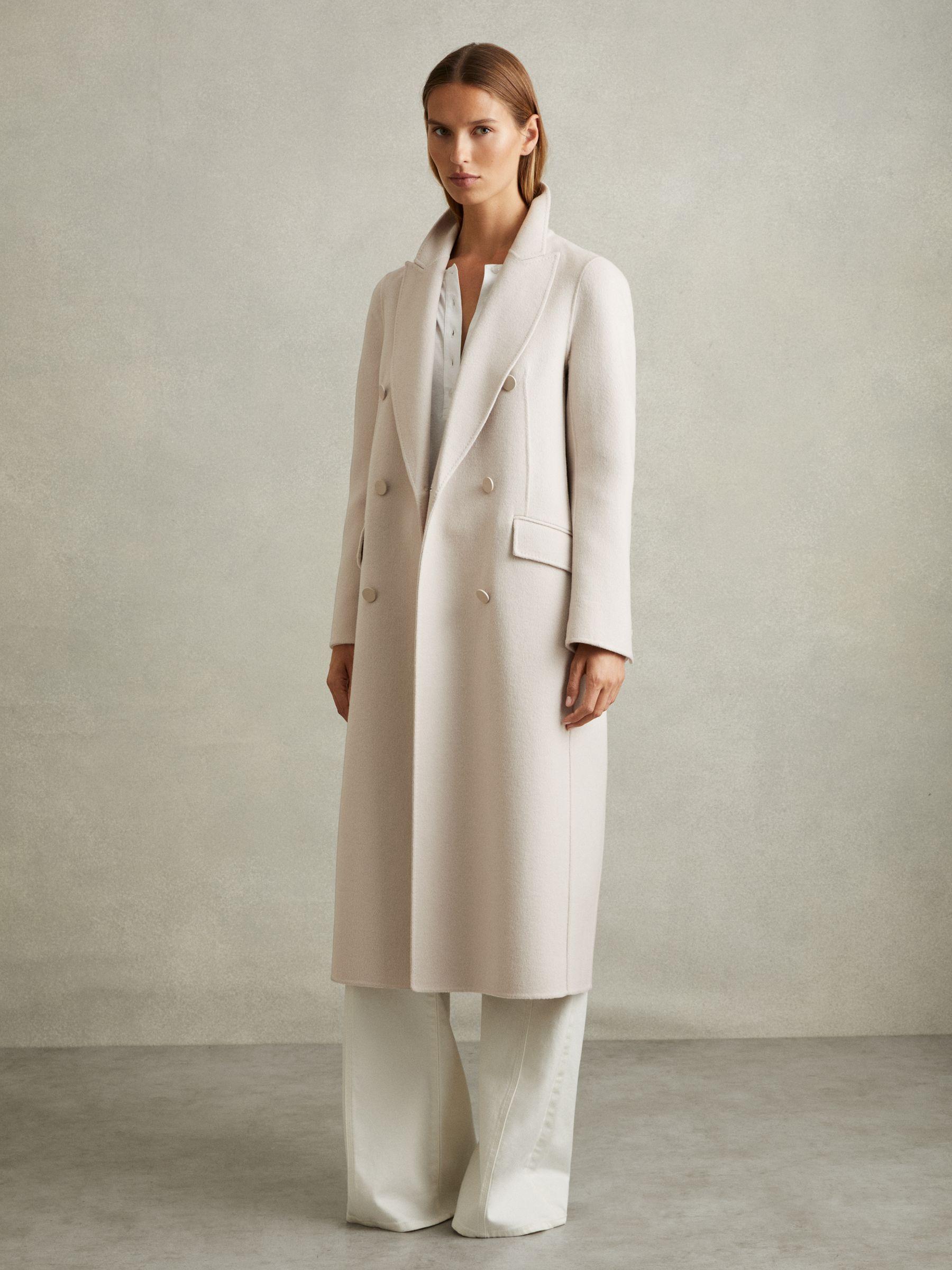 Petite Wool-Blend Double-Breasted Blindseam Coat in Neutral Product Image