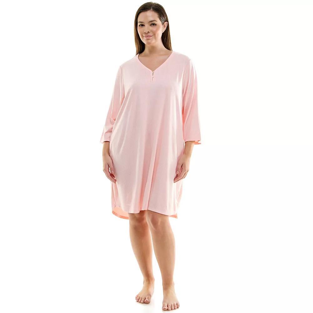 Plus Size Croft & Barrow 3/4 Sleeve Cozy Luxe Sleepshirt, Womens Product Image