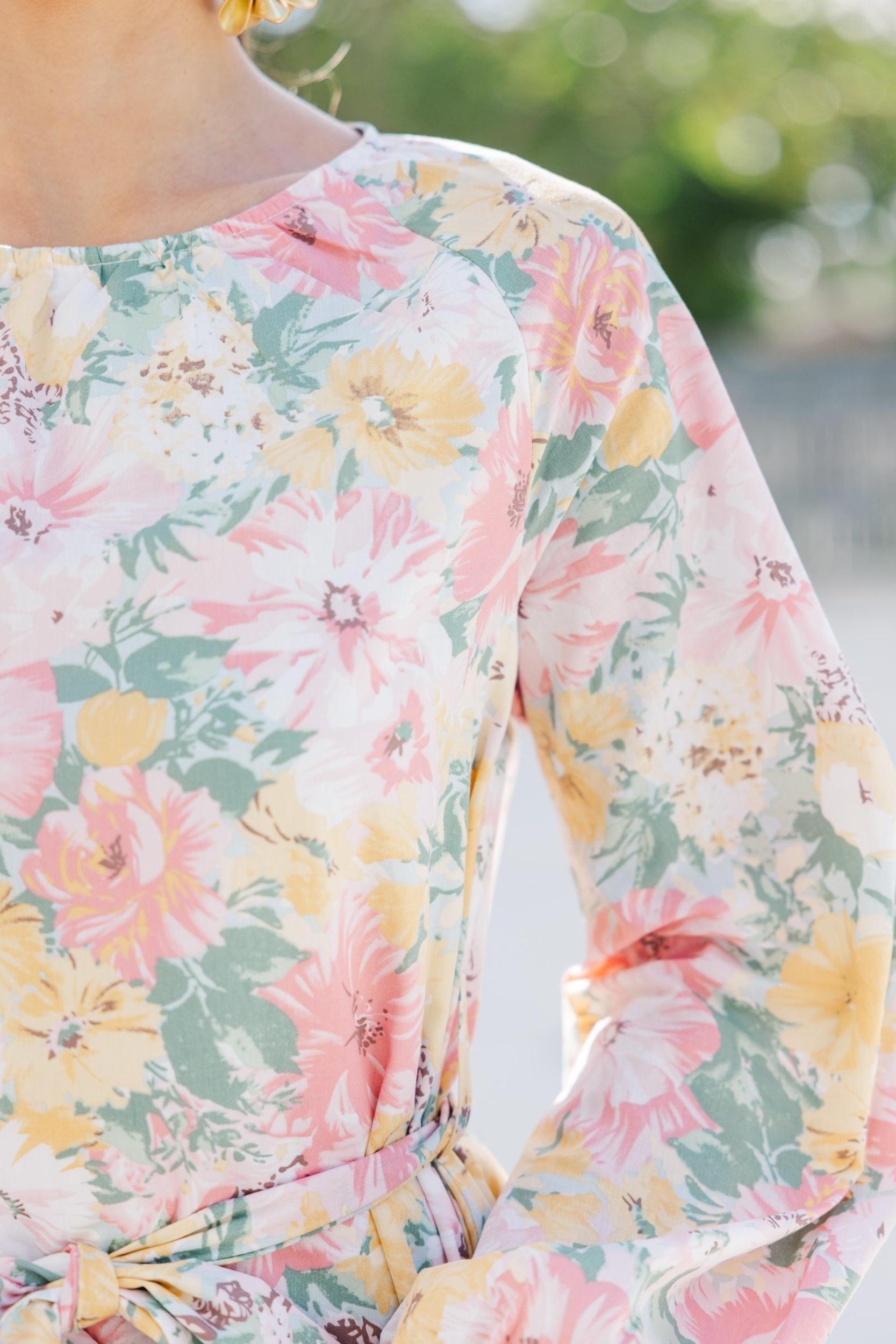 In Your Love Pink Floral Tied Waist Dress Female Product Image