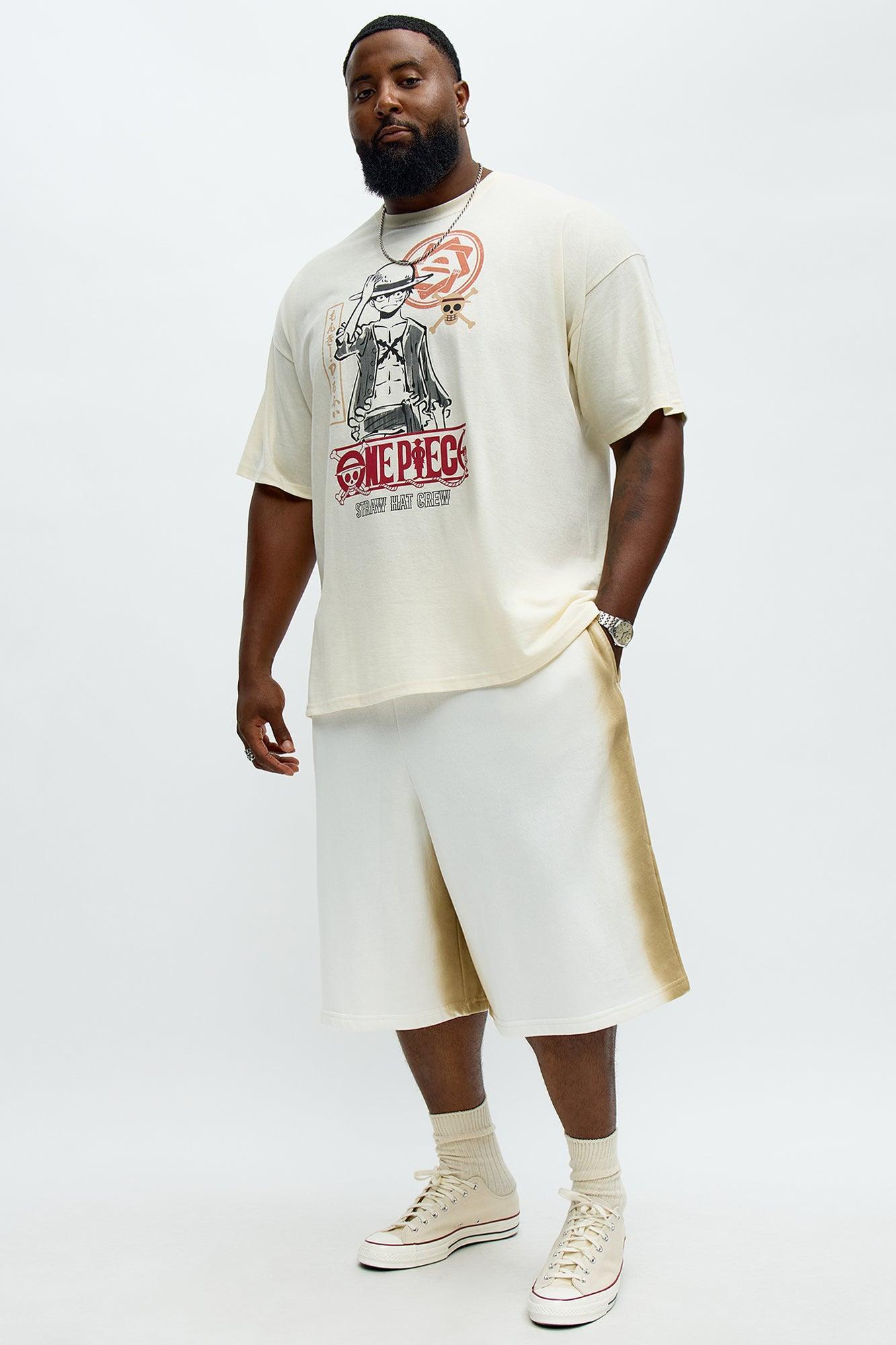 Tyson Baggy Blurred Lines Shorts - Cream Male Product Image