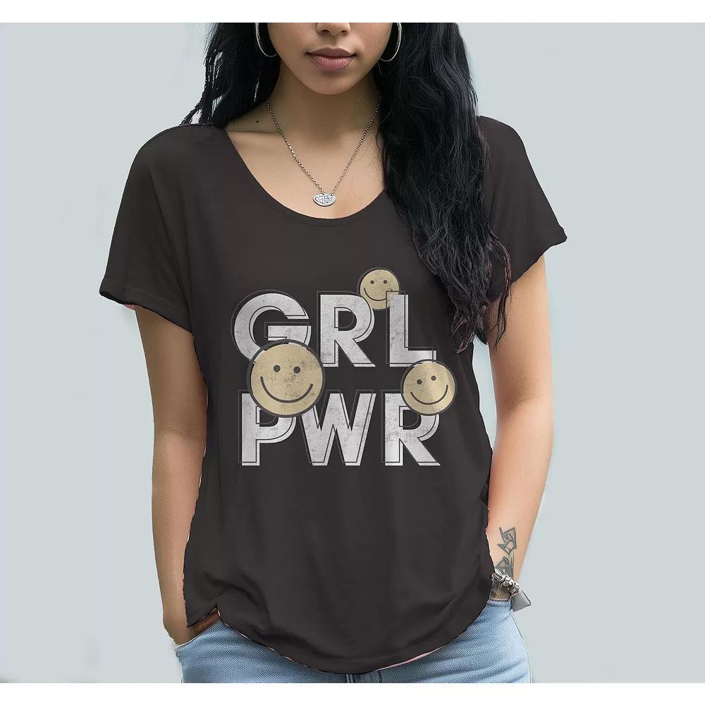Junior's Grayson Threads GRL PWR Smile Graphic Tee, Women's, Size: XL, Vintage Black Product Image