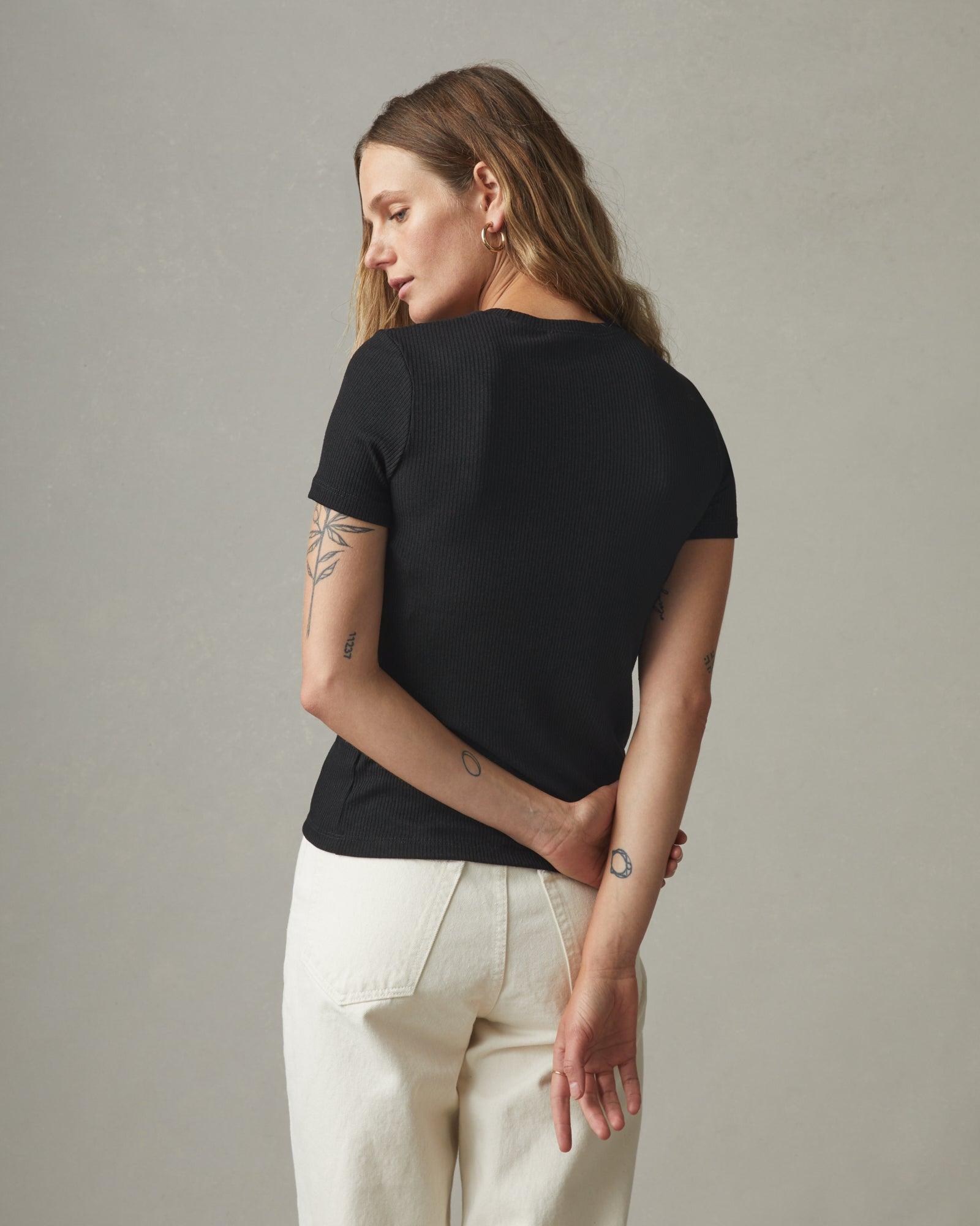 Women's Rib Crew Tee - Super Black Female Product Image