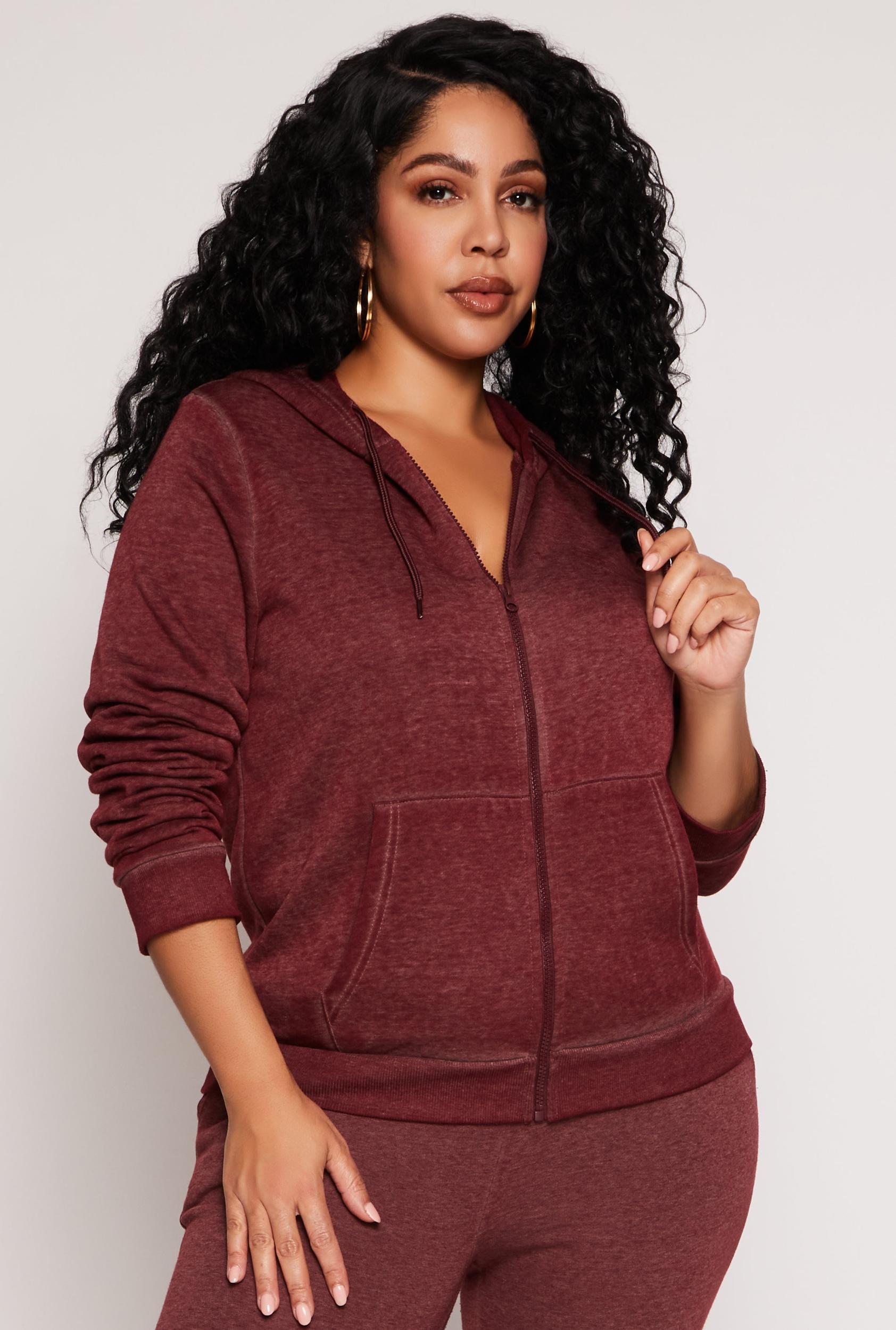 Womens Plus Size Fleece Zip Front Hoodie Product Image