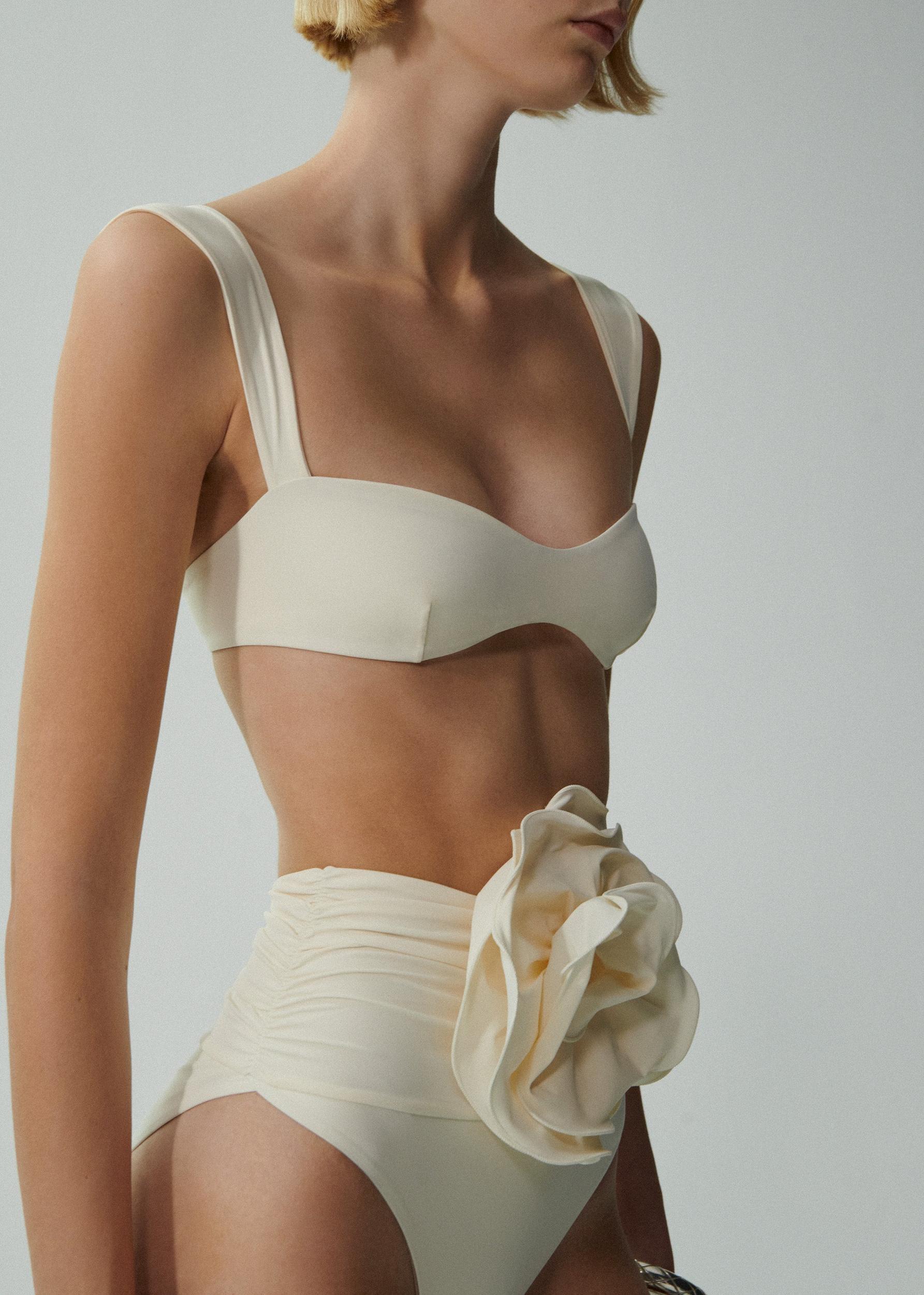 Retro bustier swim top in cream Product Image