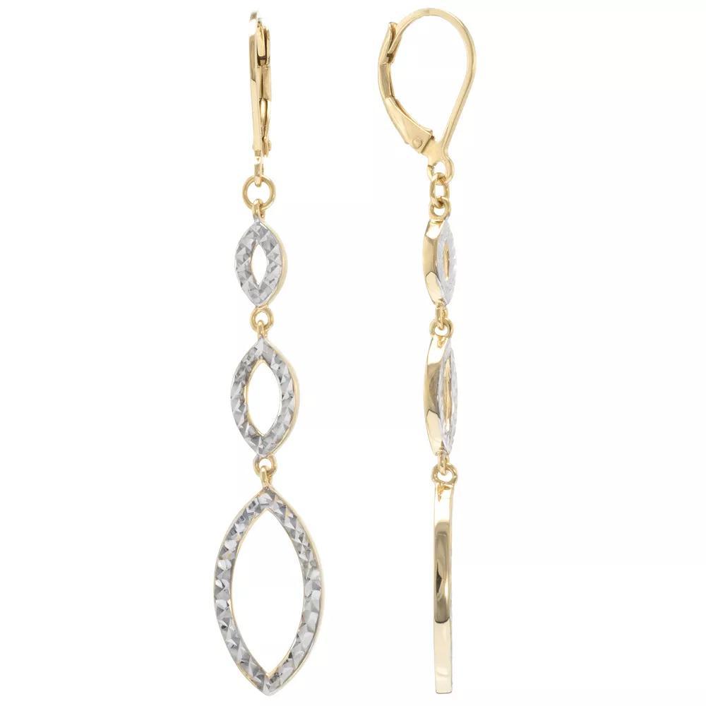 Judy Crowell Sterling Silver Diamond Cut Triple Drop Earrings, Women's, Two Tone Product Image