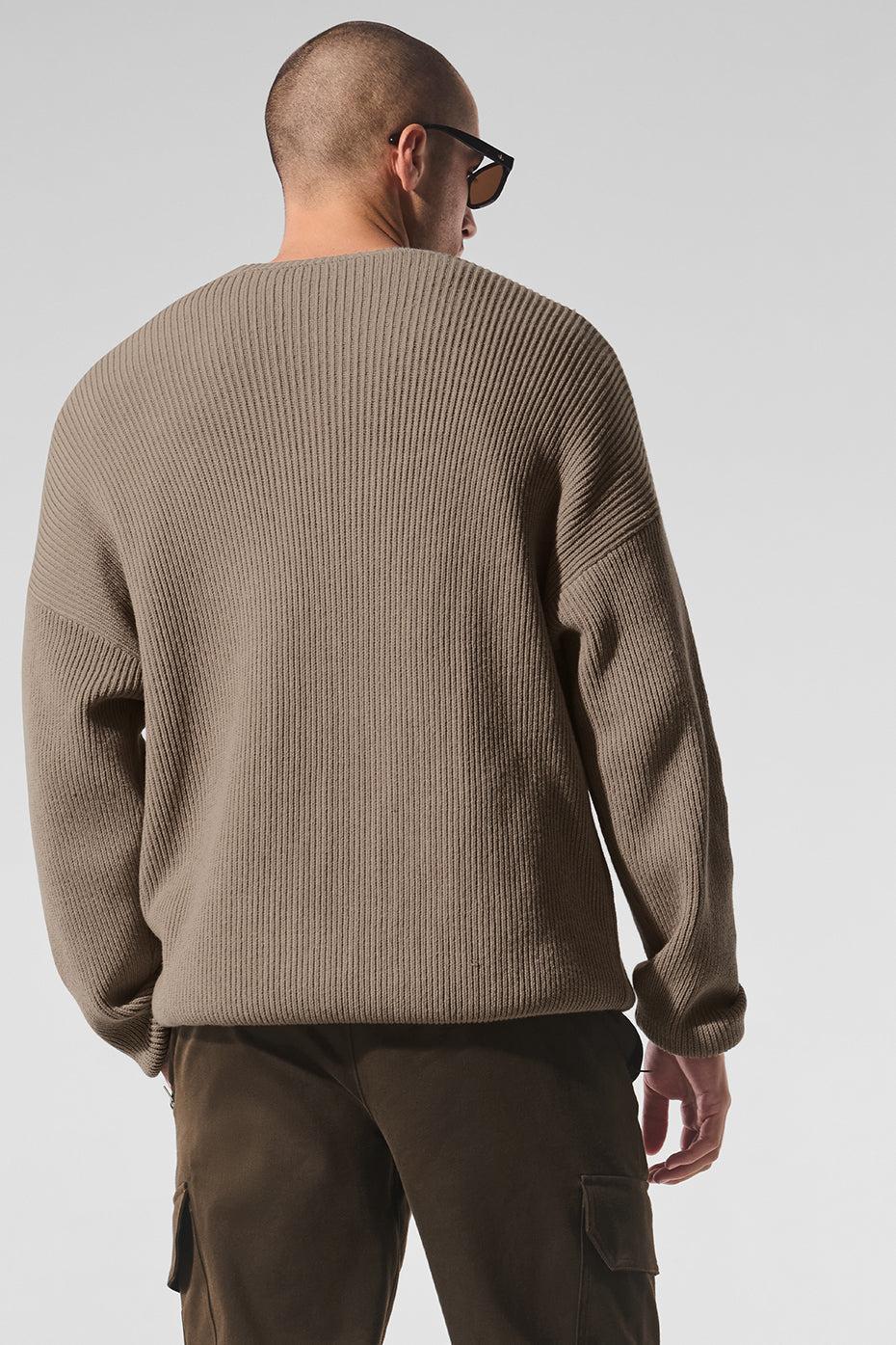 Domain Rib Knit Crew Sweater - Gravel Male Product Image