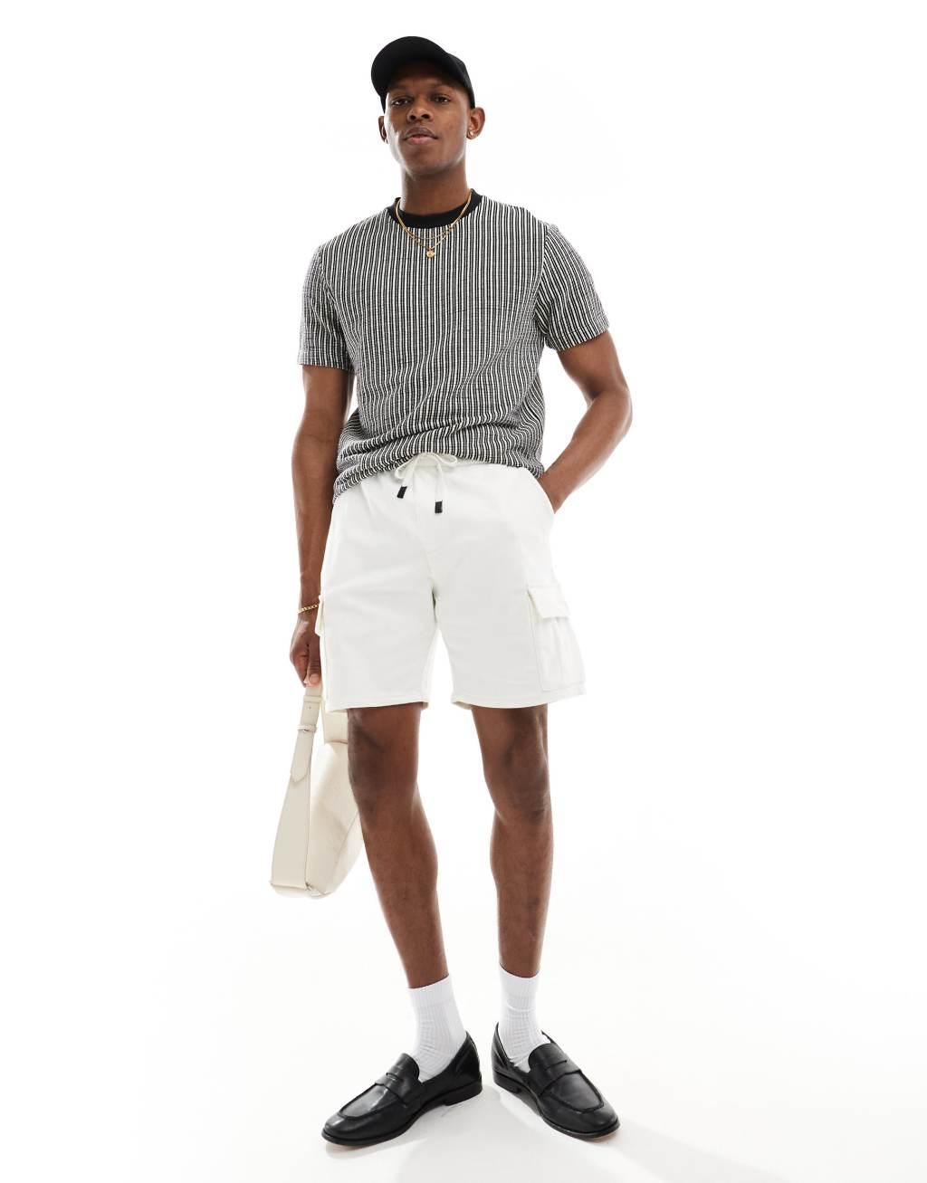 ASOS DESIGN t-shirt in stripe texture fabric Product Image