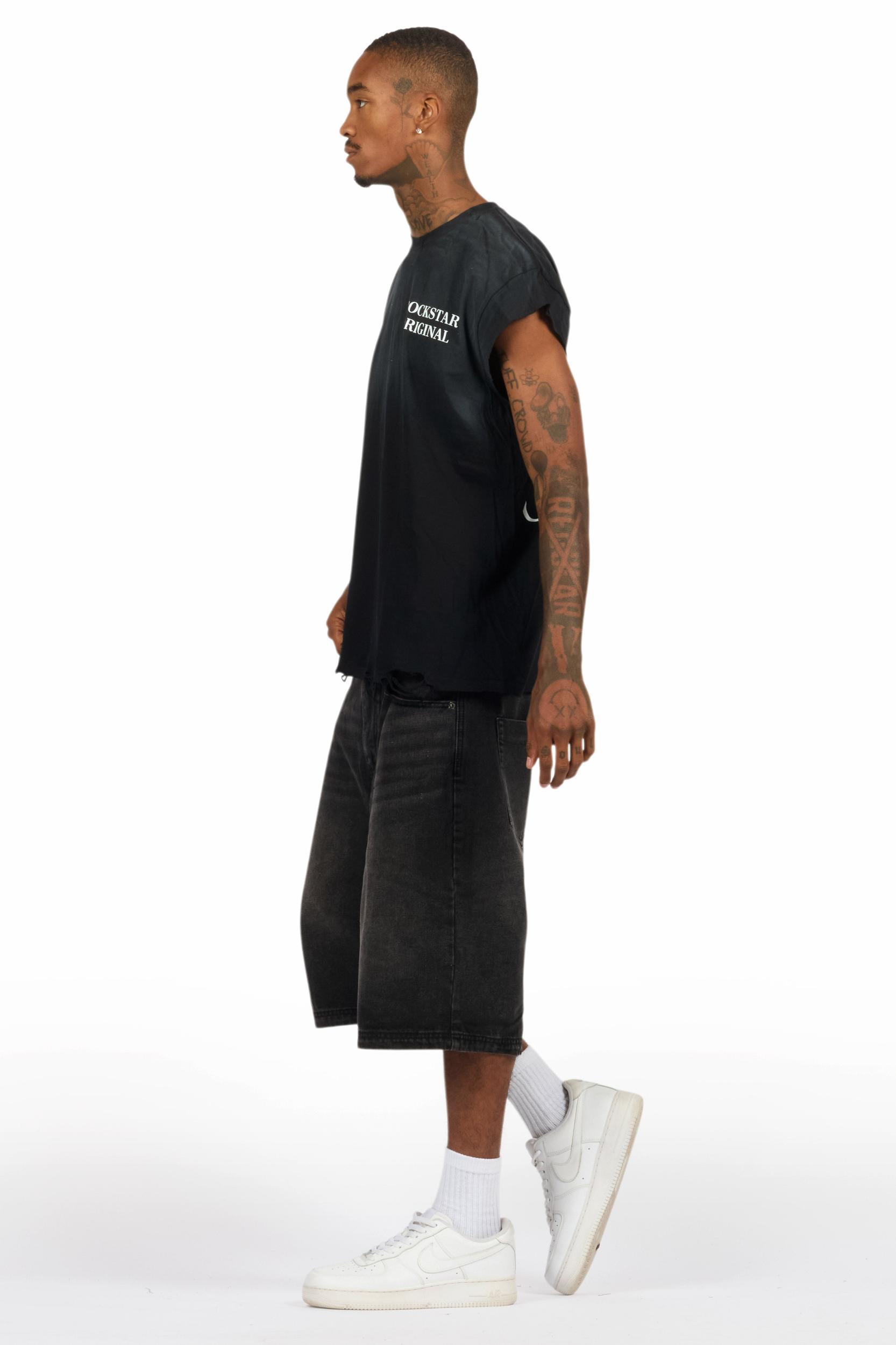 Drako Black Muscle Tee/Denim Jort Set Male Product Image