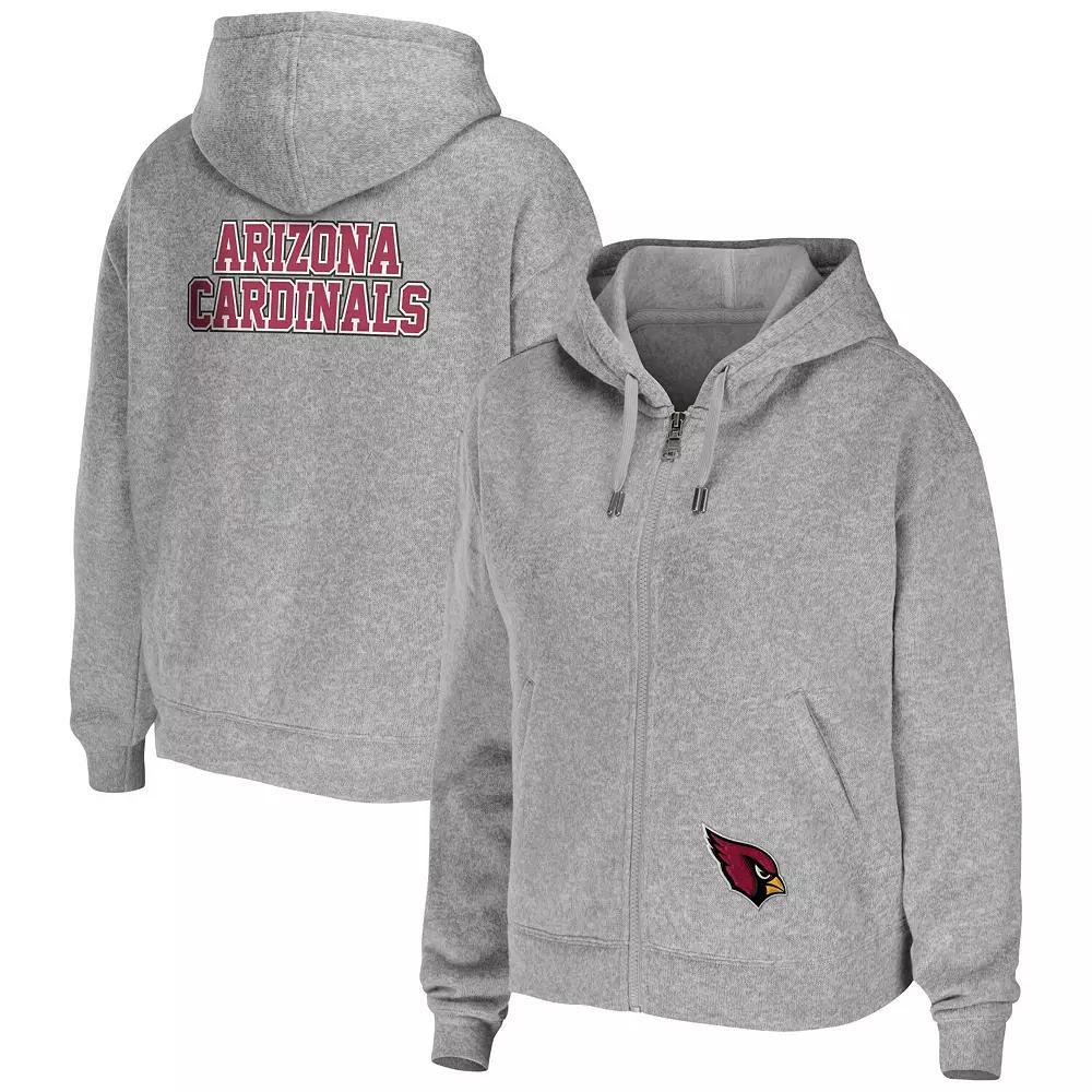 Women's WEAR by Erin Andrews Heathered Gray Arizona Cardinals Team Full-Zip Hoodie, Size: XS, Grey Product Image